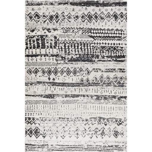 Surya Lavadora Washable Global Abstract Rug, White/Gray, large