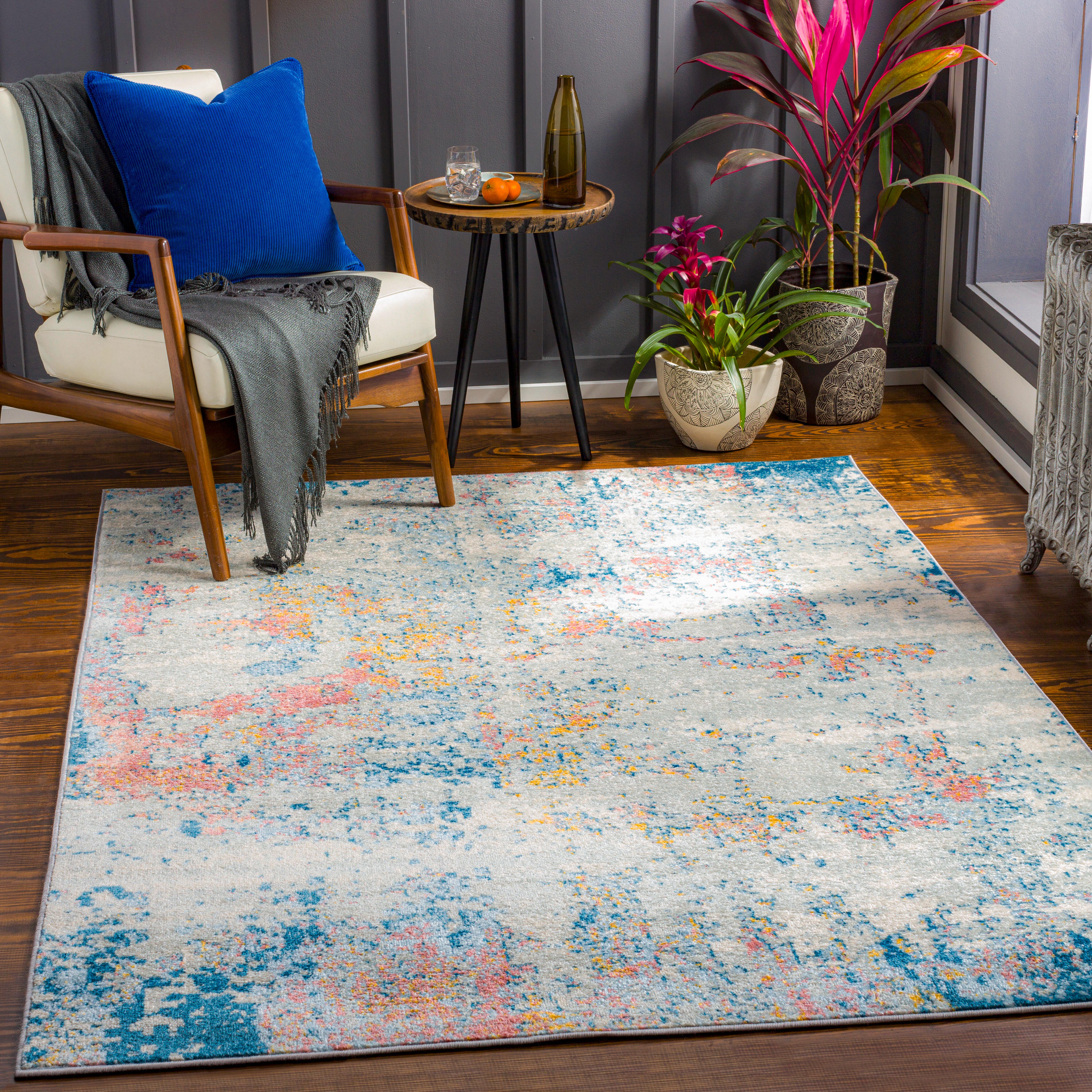 Surya Sunderland Modern Area Rug, Aqua/Coral, large
