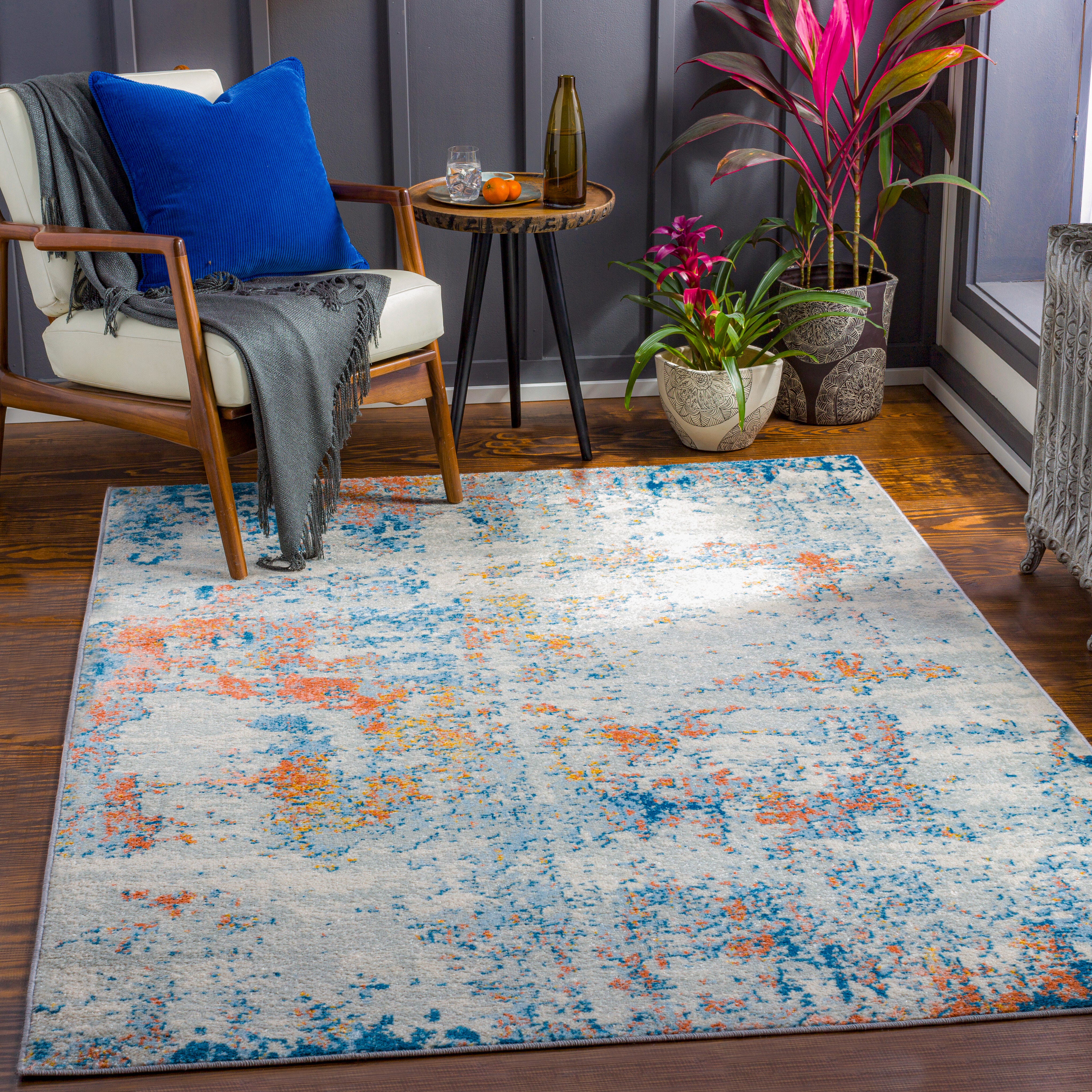 Surya Sunderland Modern Area Rug, Teal/Coral, large