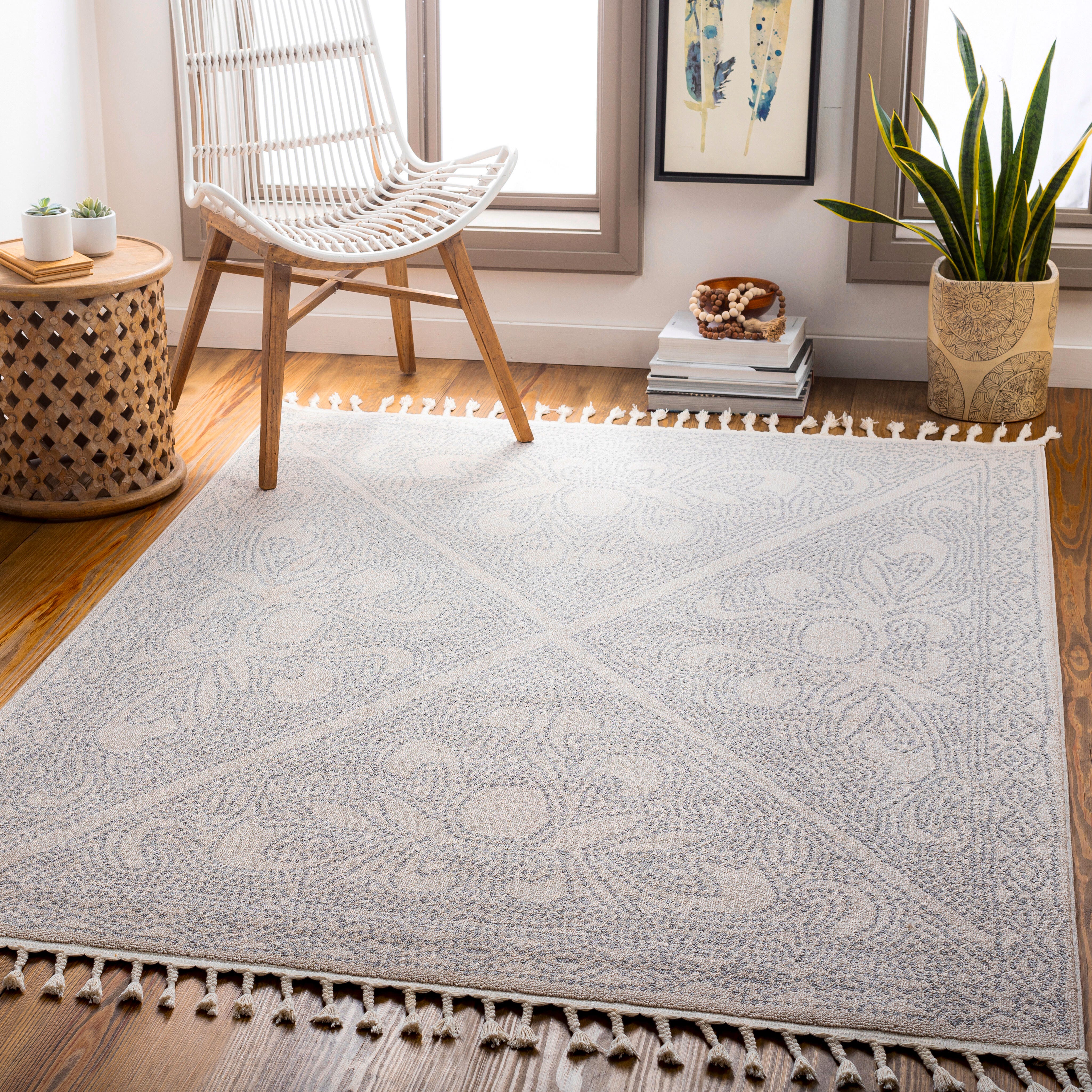 Surya Euphoria Global Area Rug, Light Gray, rollover