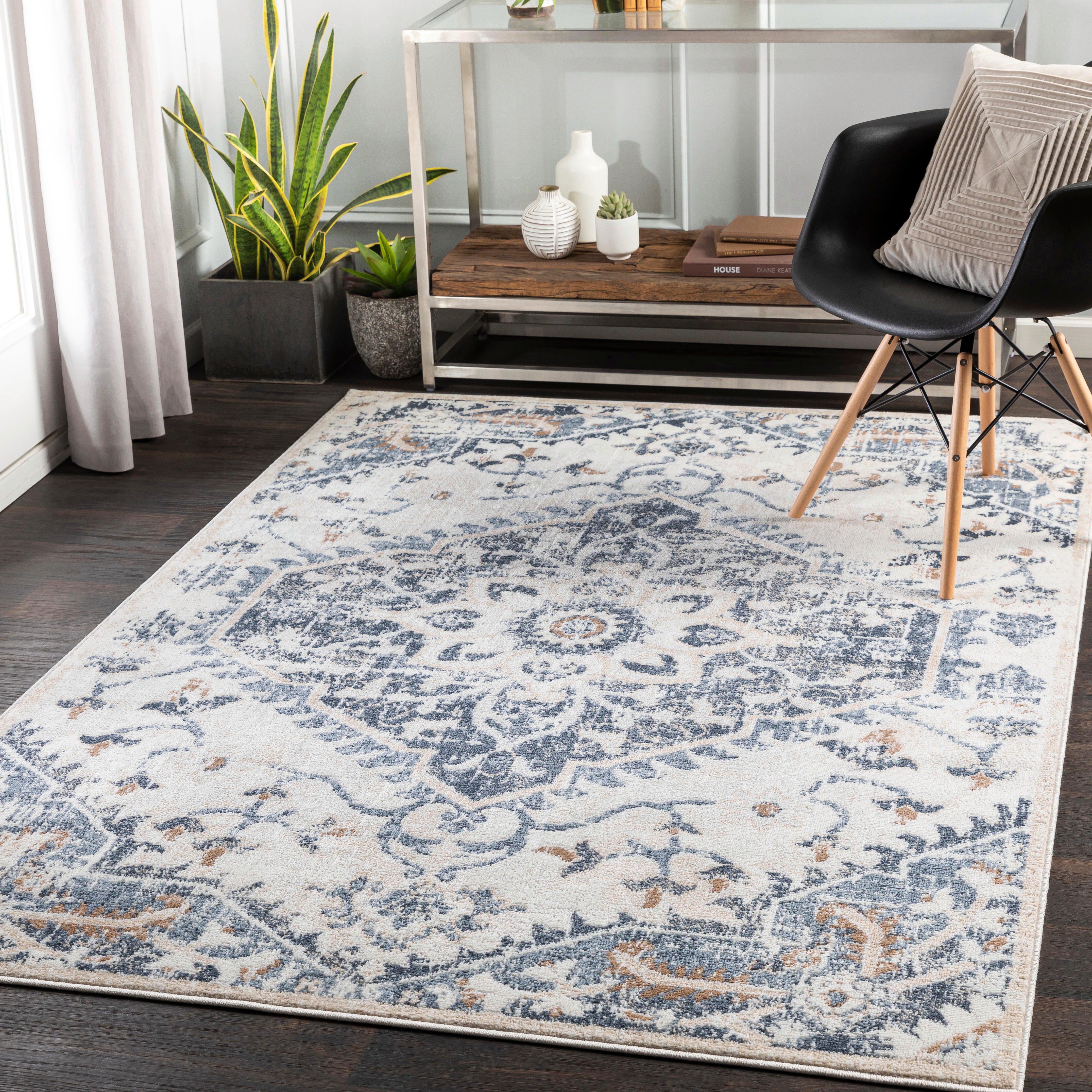 Surya St tropez Traditional Area Rug, Denim/Cream, rollover
