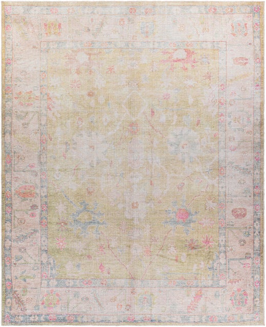Surya Kemer Vintage Oriental Machine Washable Area Rug, 7'6" x 9'6", Green