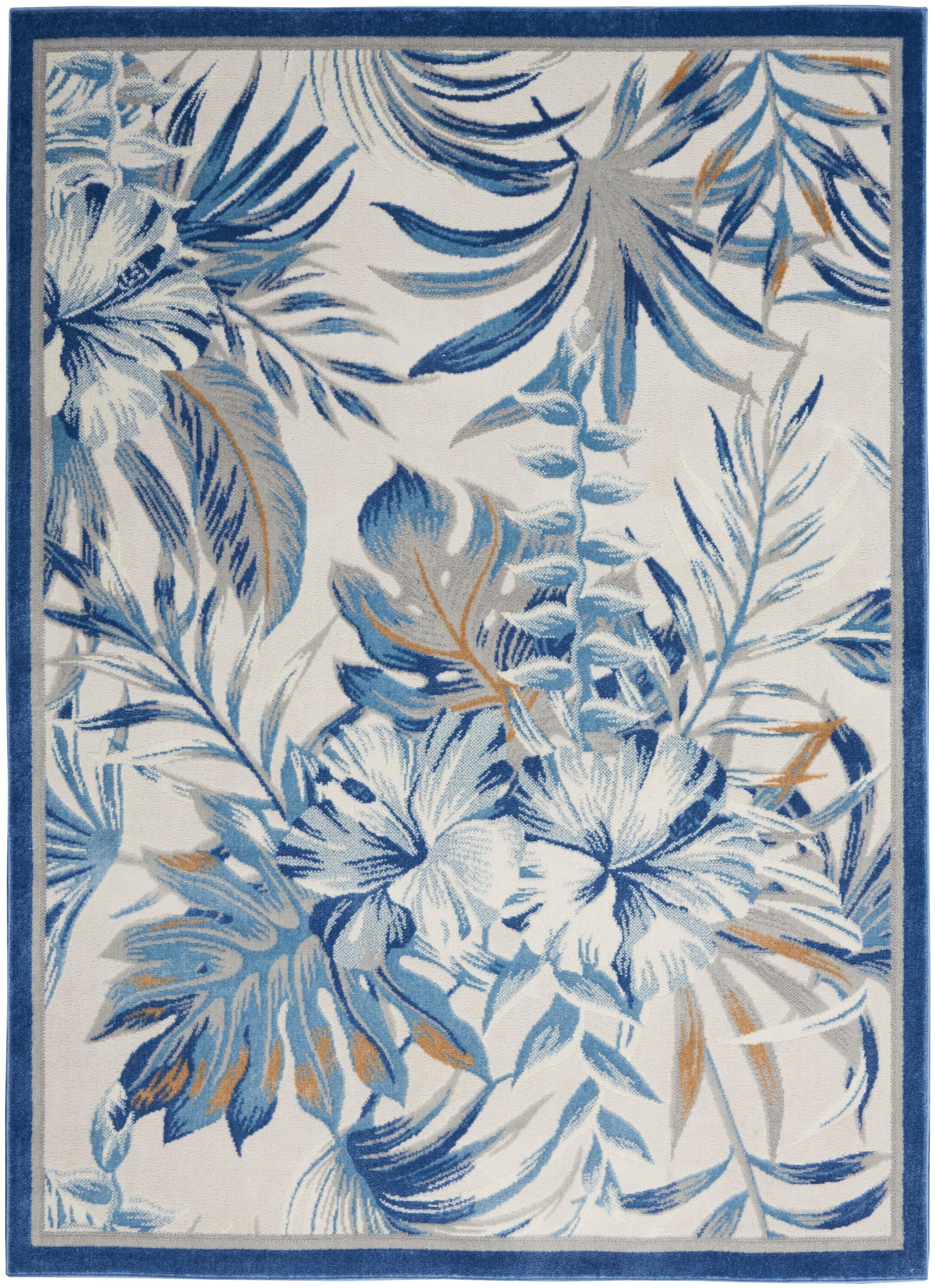Nourison Home Reef Seaside 5'3" x 7'3" Area Rug, Ivory Blue, large