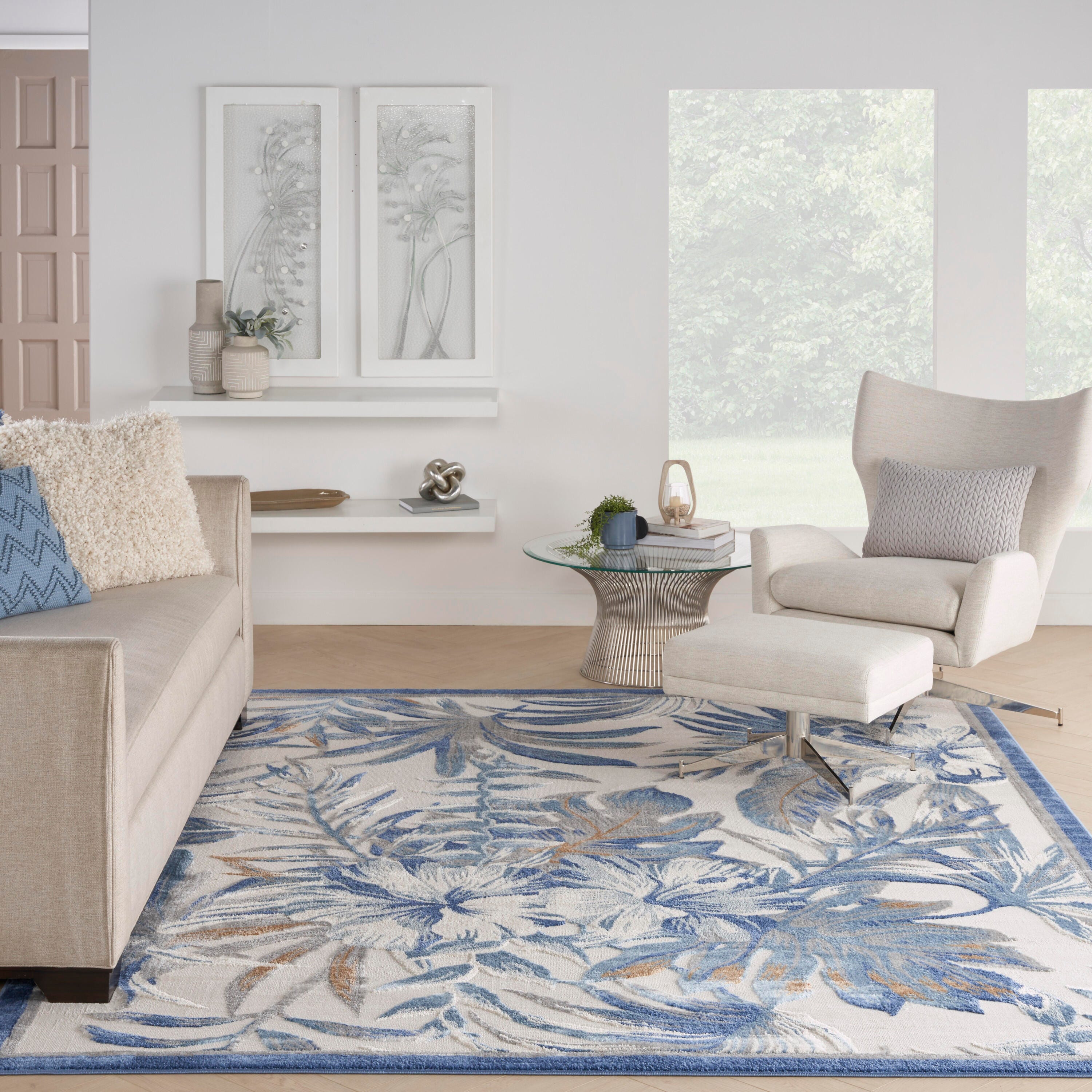 Nourison Home Reef Seaside 7'10" x 9'10" Area Rug, Ivory Blue, large