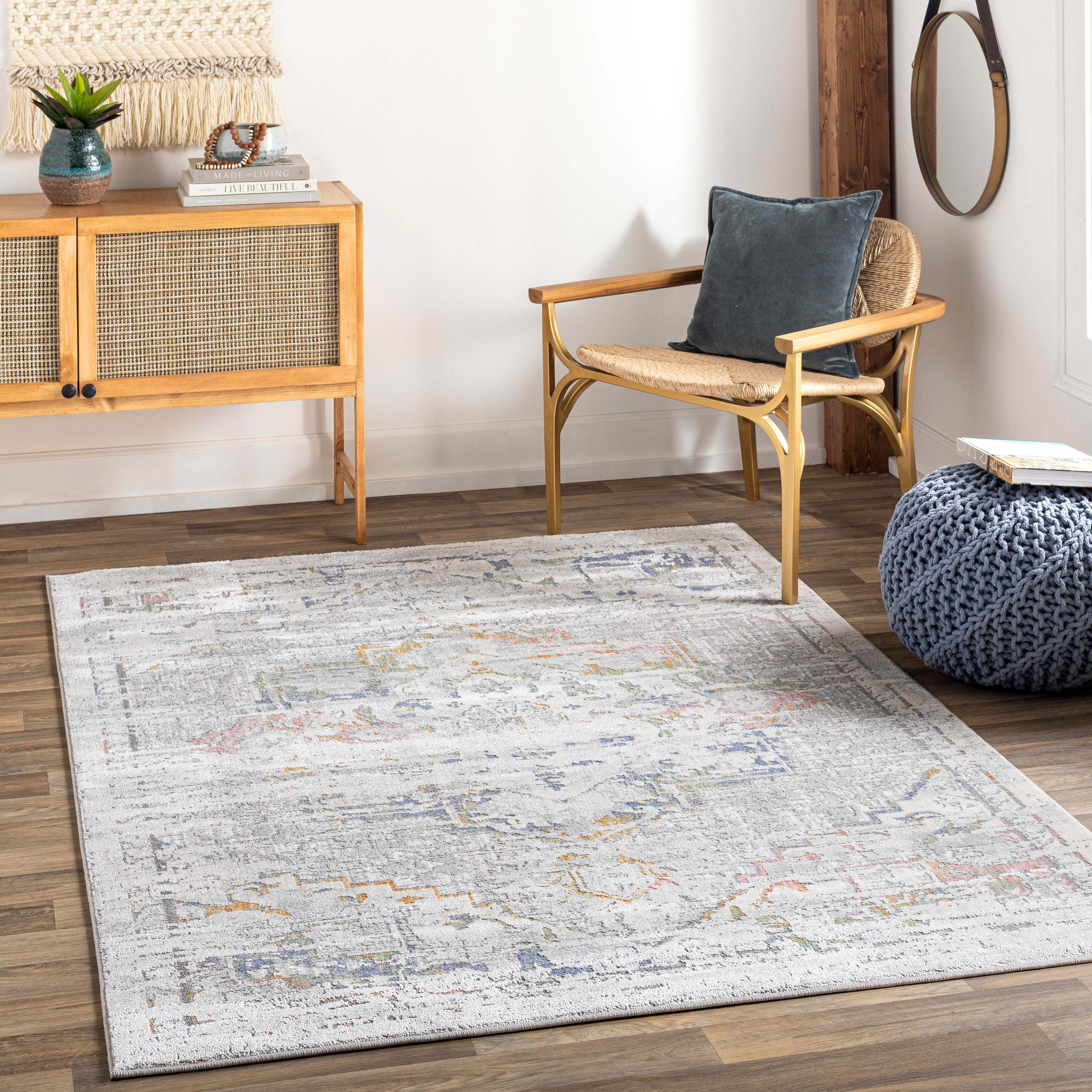 Surya Lagos 5'3" x 7' Transitional Area Rug, Gray Multi, rollover