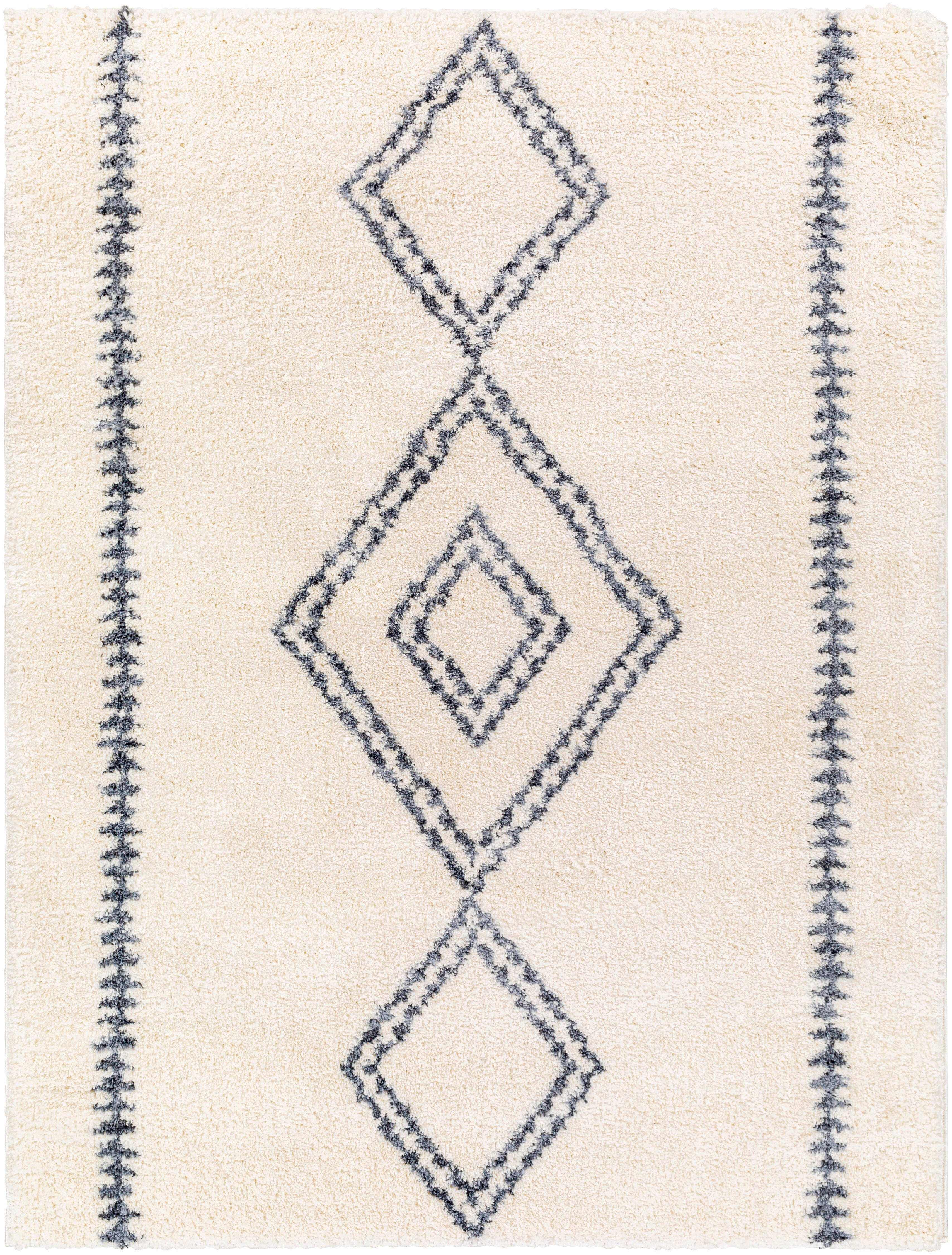 Surya Puffy Shag 7'10" x 10' Simplistic Diamond Area Rug, Cream/Blue, large