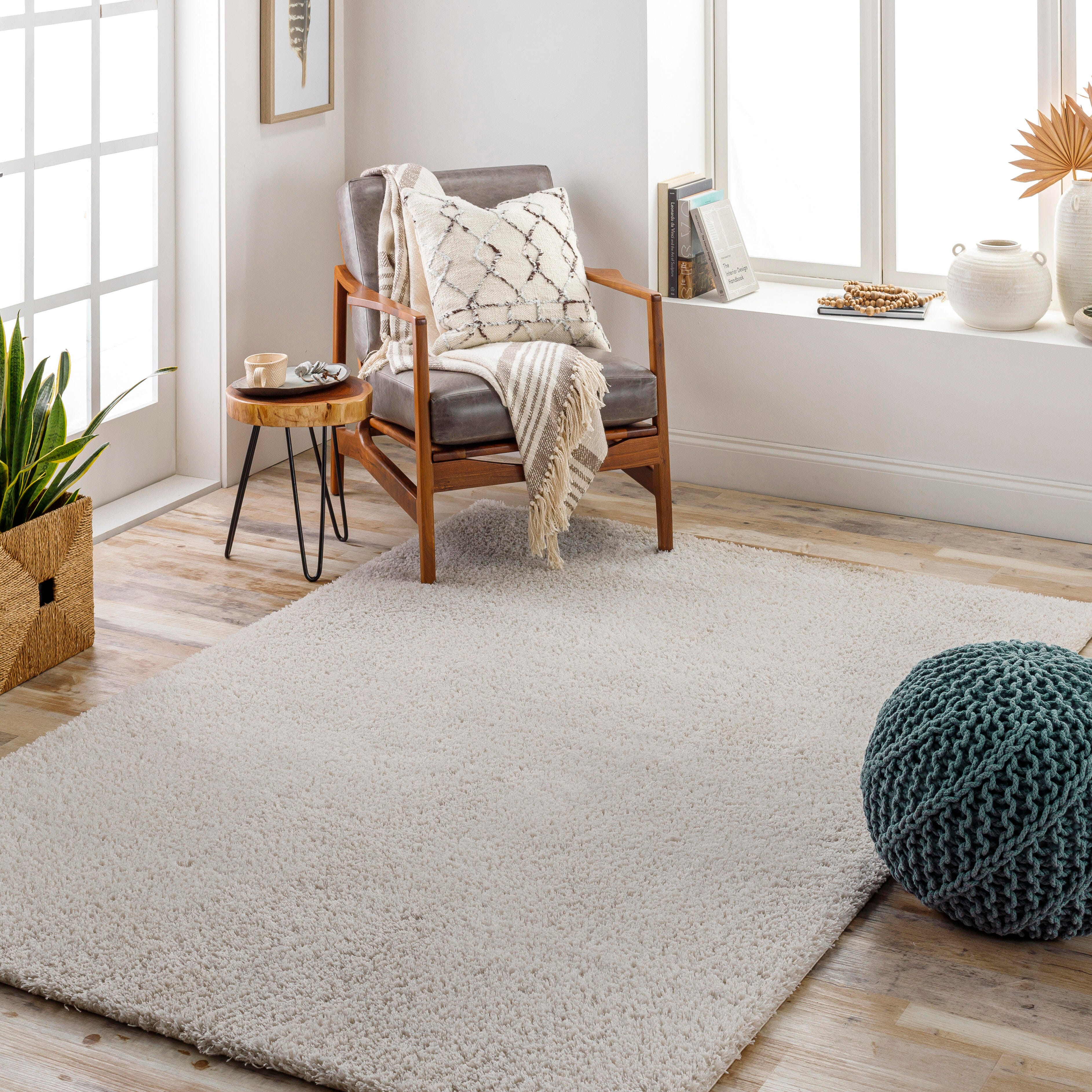 Surya Cloudy Shag 5'3" x 7' Solid Color Area Rug, Light Gray, rollover