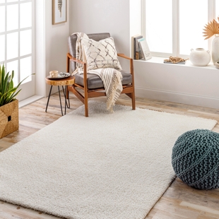 Surya Cloudy Shag 6'7" x 9' Solid Color Area Rug, Cream, rollover