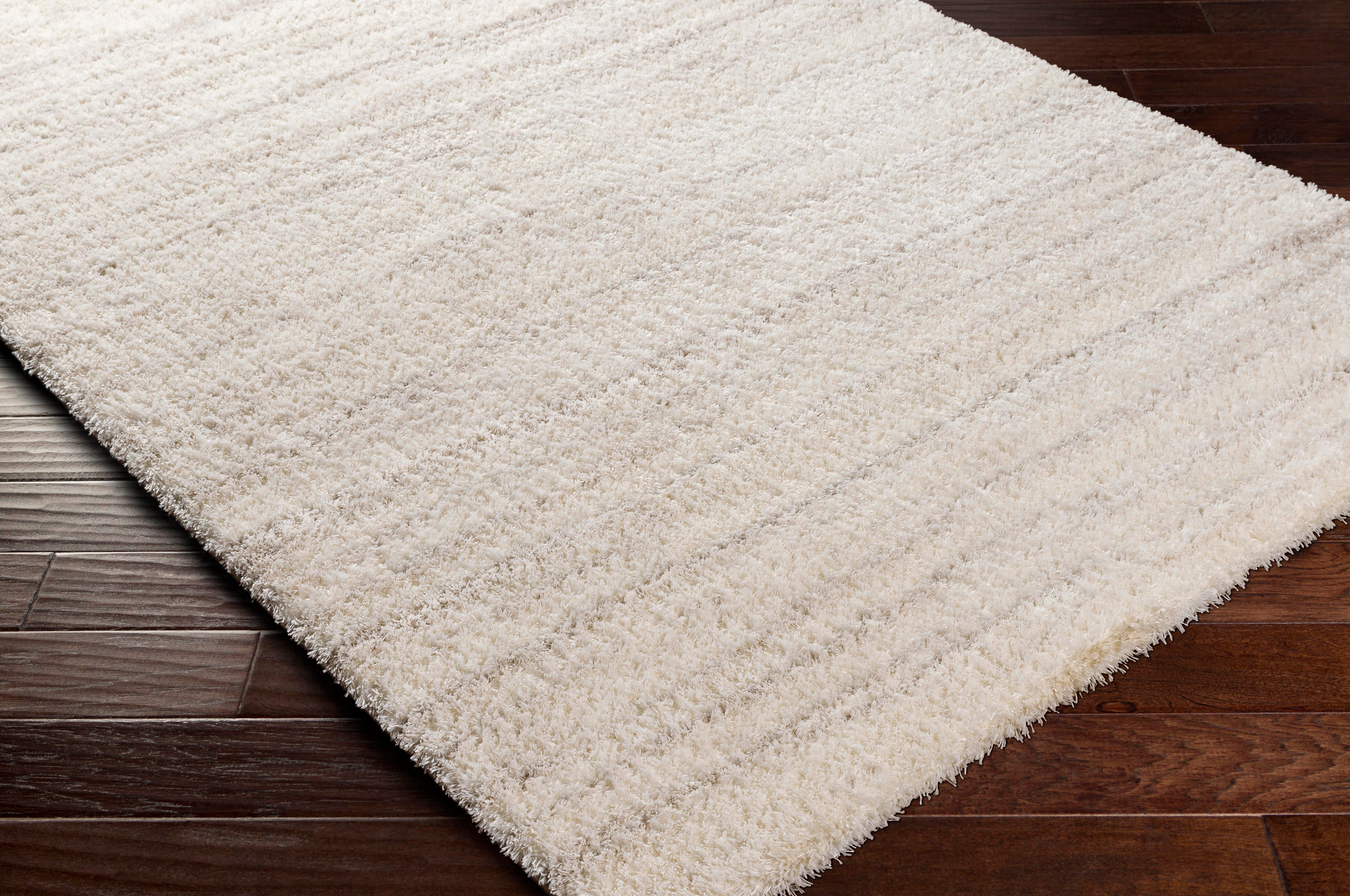 Surya Cloudy Shag 5'3" x 7' Subtly Striped Area Rug, Cream, large