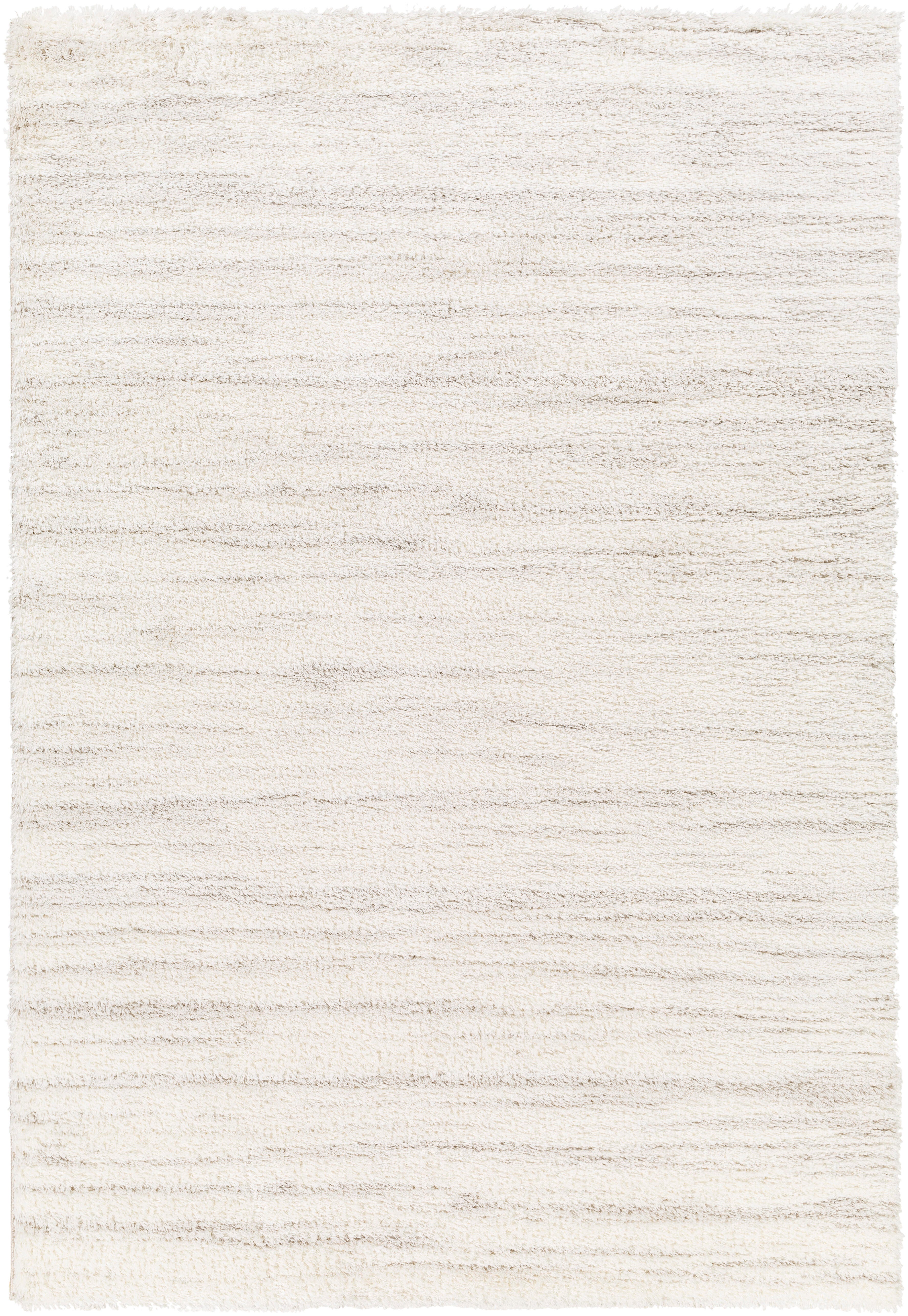 Surya Cloudy Shag 6'7" x 9' Subtly Striped Area Rug, Cream, large