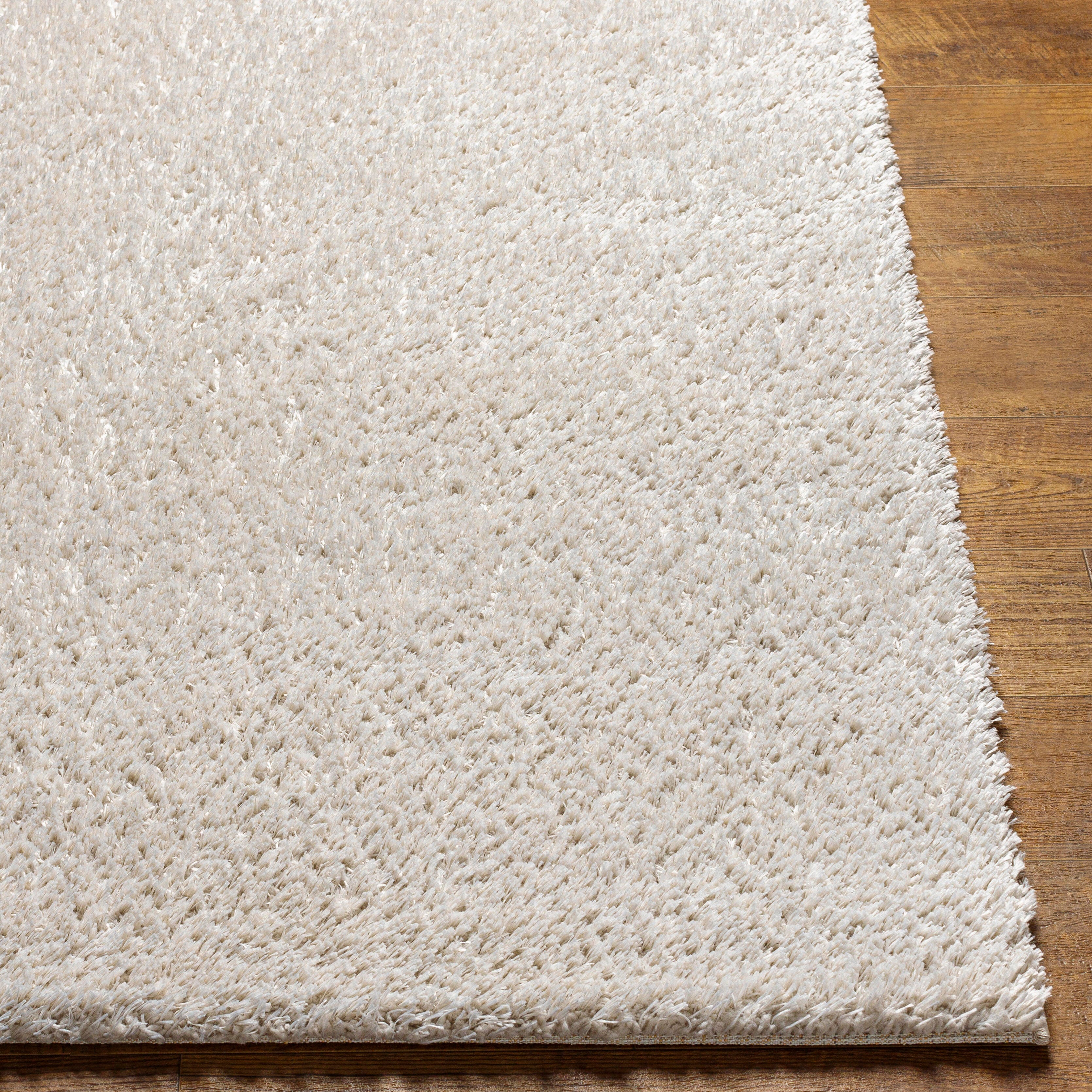 Surya Cloudy Shag 6'7" x 9' Subtly Striped Area Rug, Cream, large