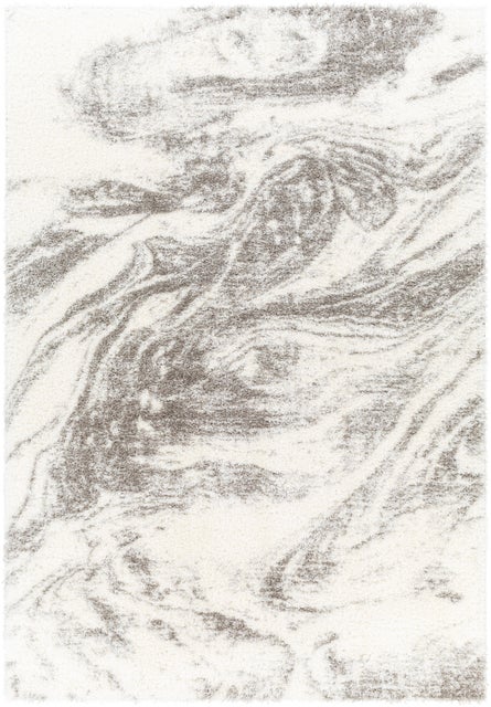Livabliss Cloudy Shag 5'3" x 7' Marbled Area Rug, Gray/Cream