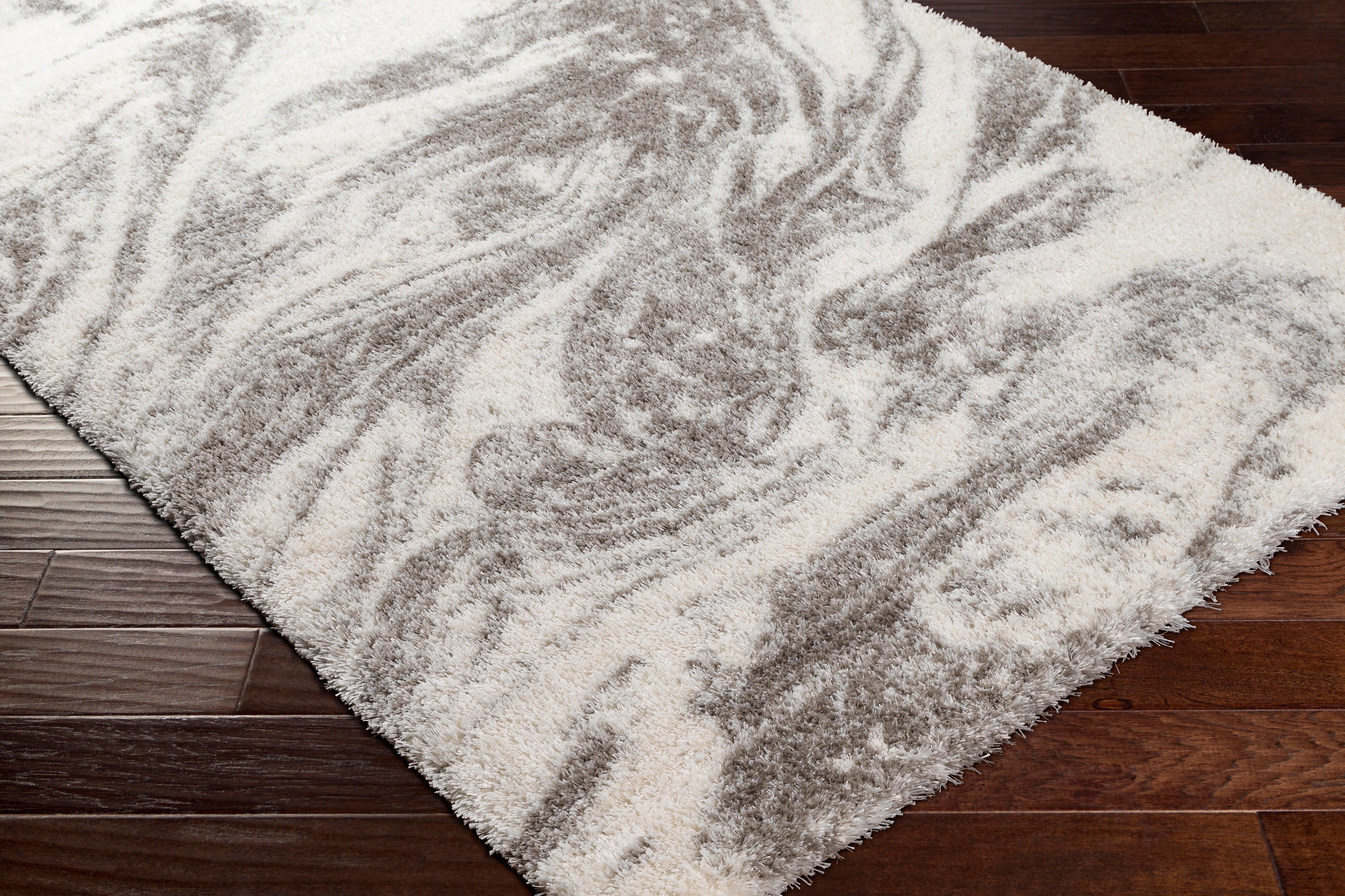 Surya Cloudy Shag 5'3" x 7' Marbled Area Rug, Gray/Cream, large