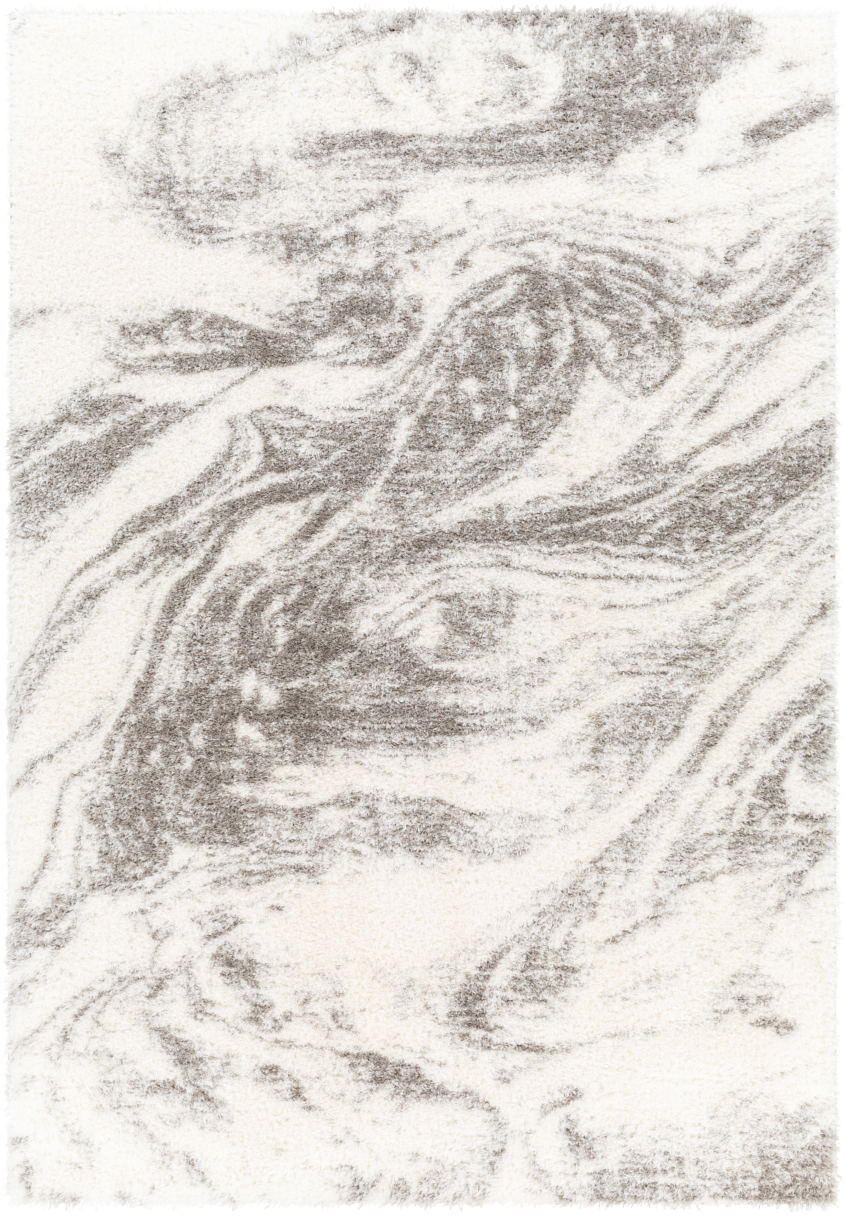 Surya Cloudy Shag 6'7" x 9' Marbled Area Rug, Gray/Cream, large