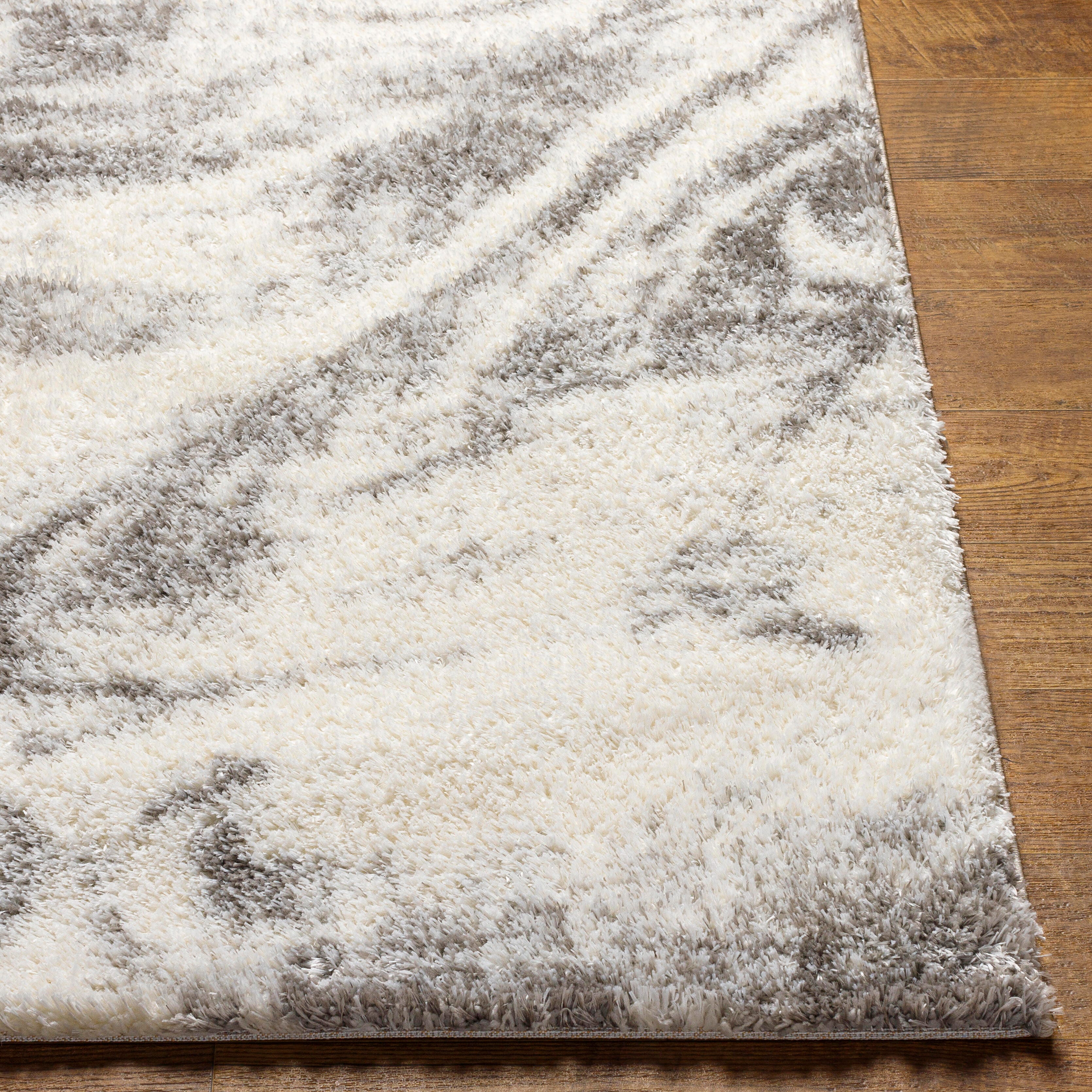 Surya Cloudy Shag 7'10" x 10' Marbled Area Rug, Gray/Cream, large