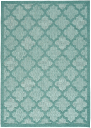 Nourison Home Nourison Easy Care 4' x 6' Aqua/Teal Modern Indoor/Outdoor Rug, Aqua/Teal, large