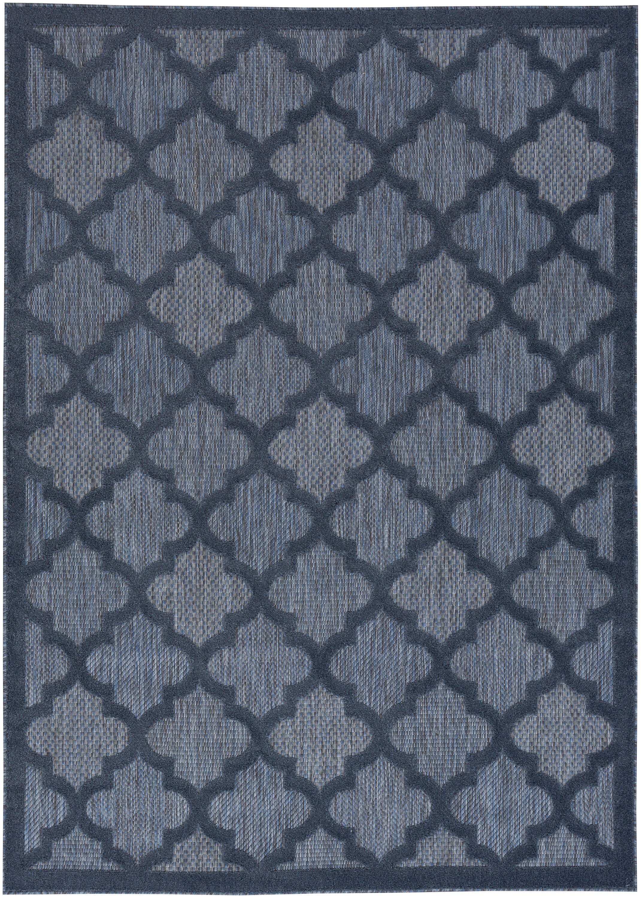 Nourison Home Nourison Easy Care 4' x 6' Navy Blue Modern Indoor/Outdoor Rug, Navy Blue, large