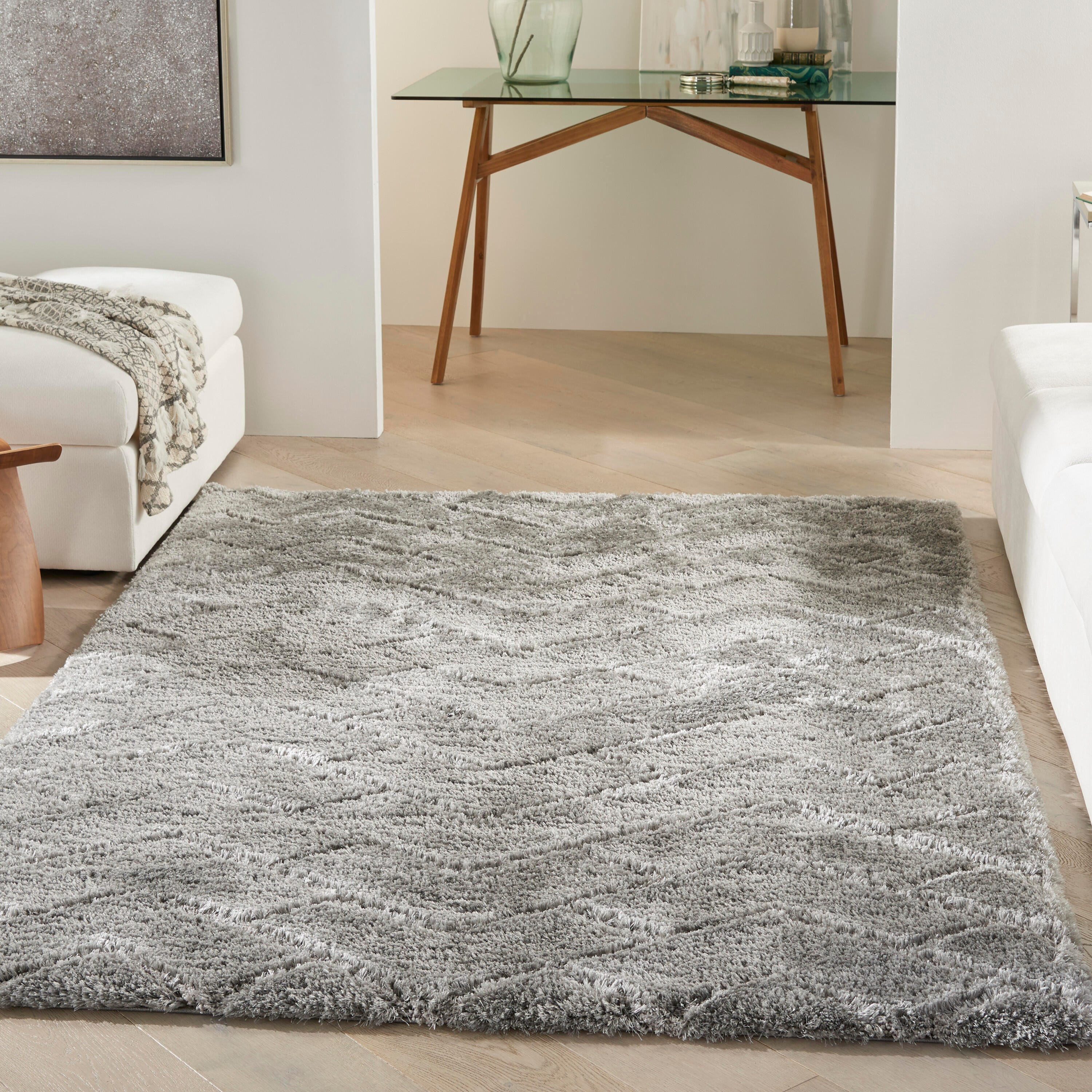 Nourison Nourison Dreamy Shag 5'3" x 7'3" Grey Shag Indoor Rug, Gray, rollover
