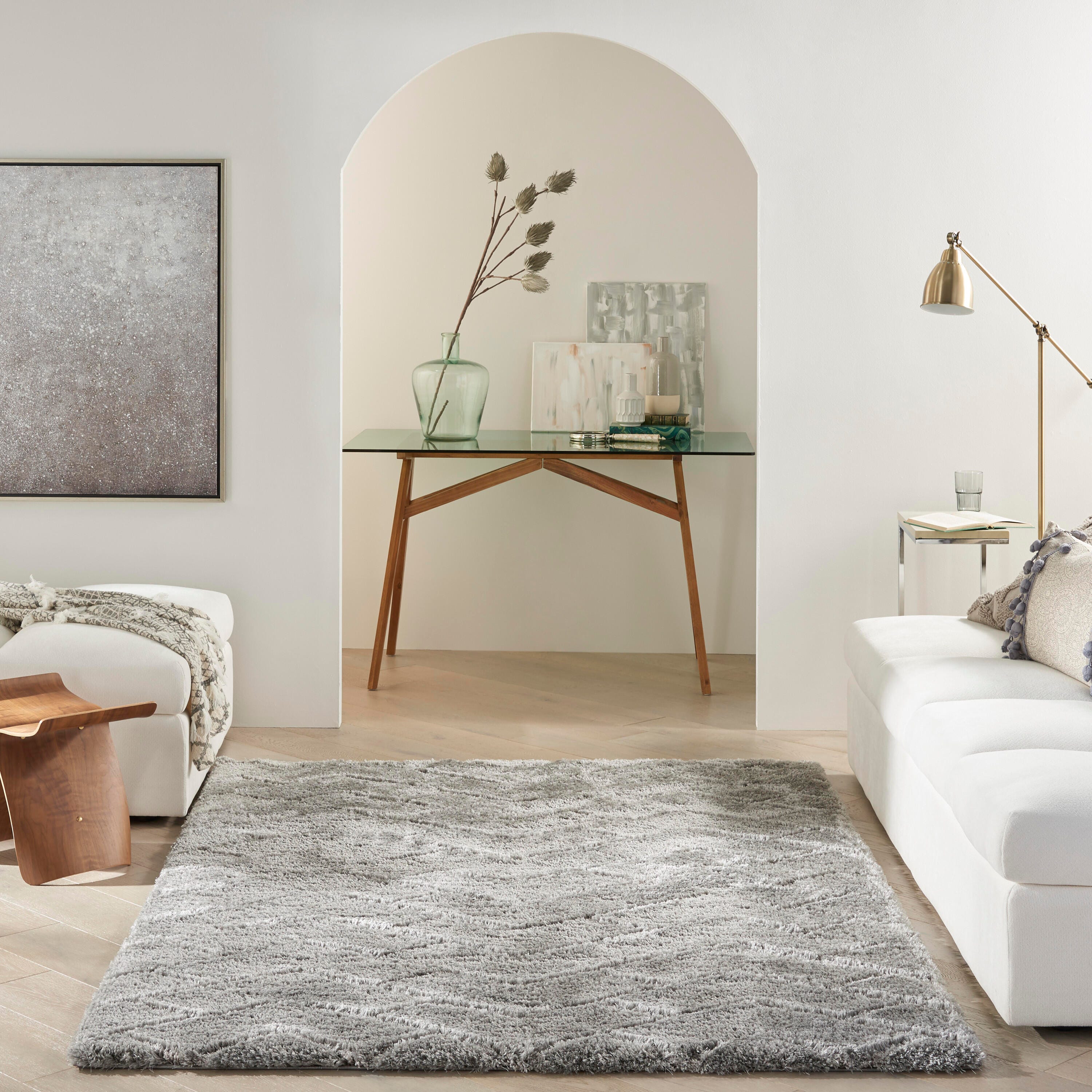 Nourison Nourison Dreamy Shag 5'3" x 7'3" Grey Shag Indoor Rug, Gray, large