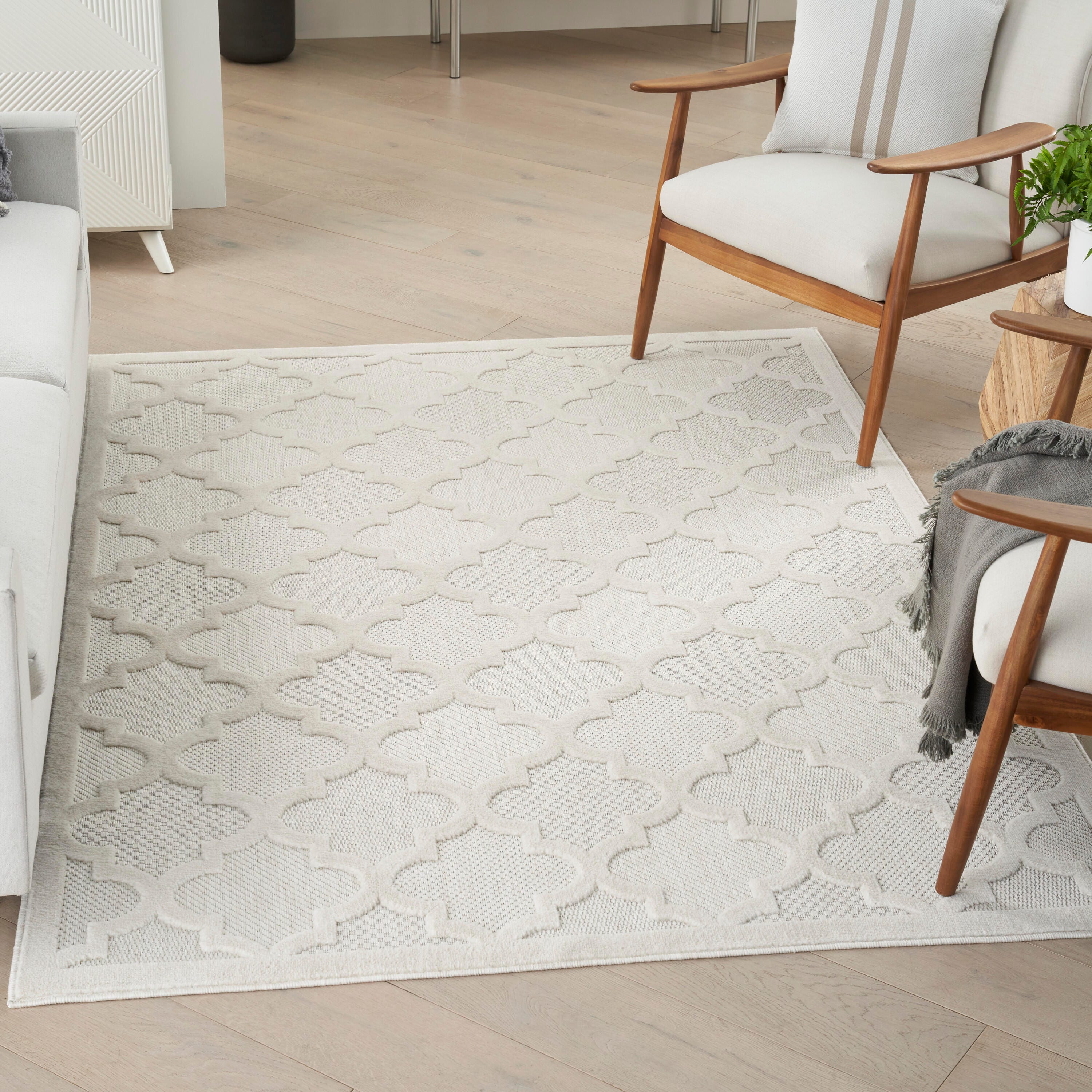Nourison Home Nourison Easy Care 6' x 9' Ivory/White Modern Indoor/Outdoor Rug, Ivory/White, rollover