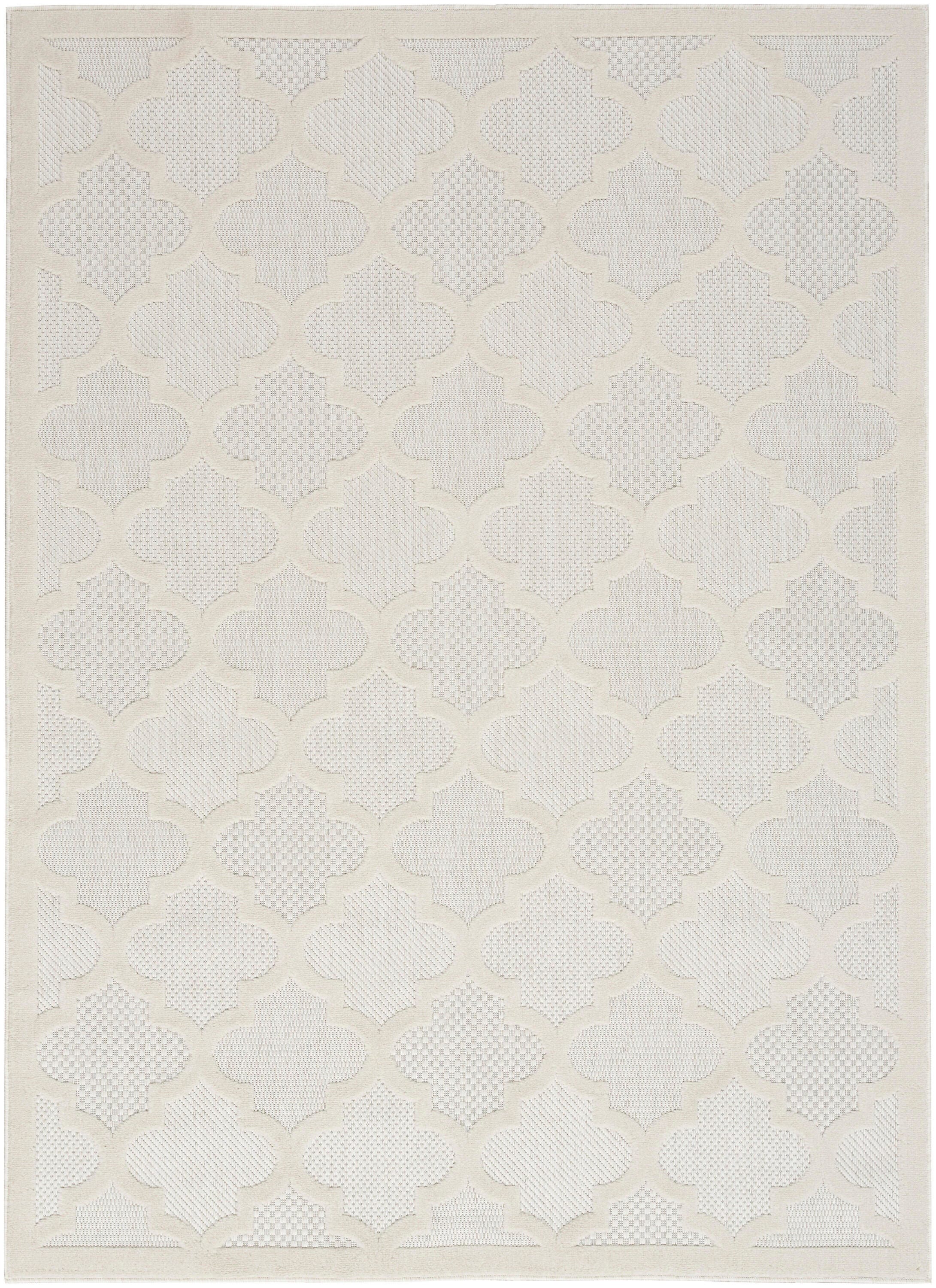 Nourison Home Nourison Easy Care 6' x 9' Ivory/White Modern Indoor/Outdoor Rug, Ivory/White, large