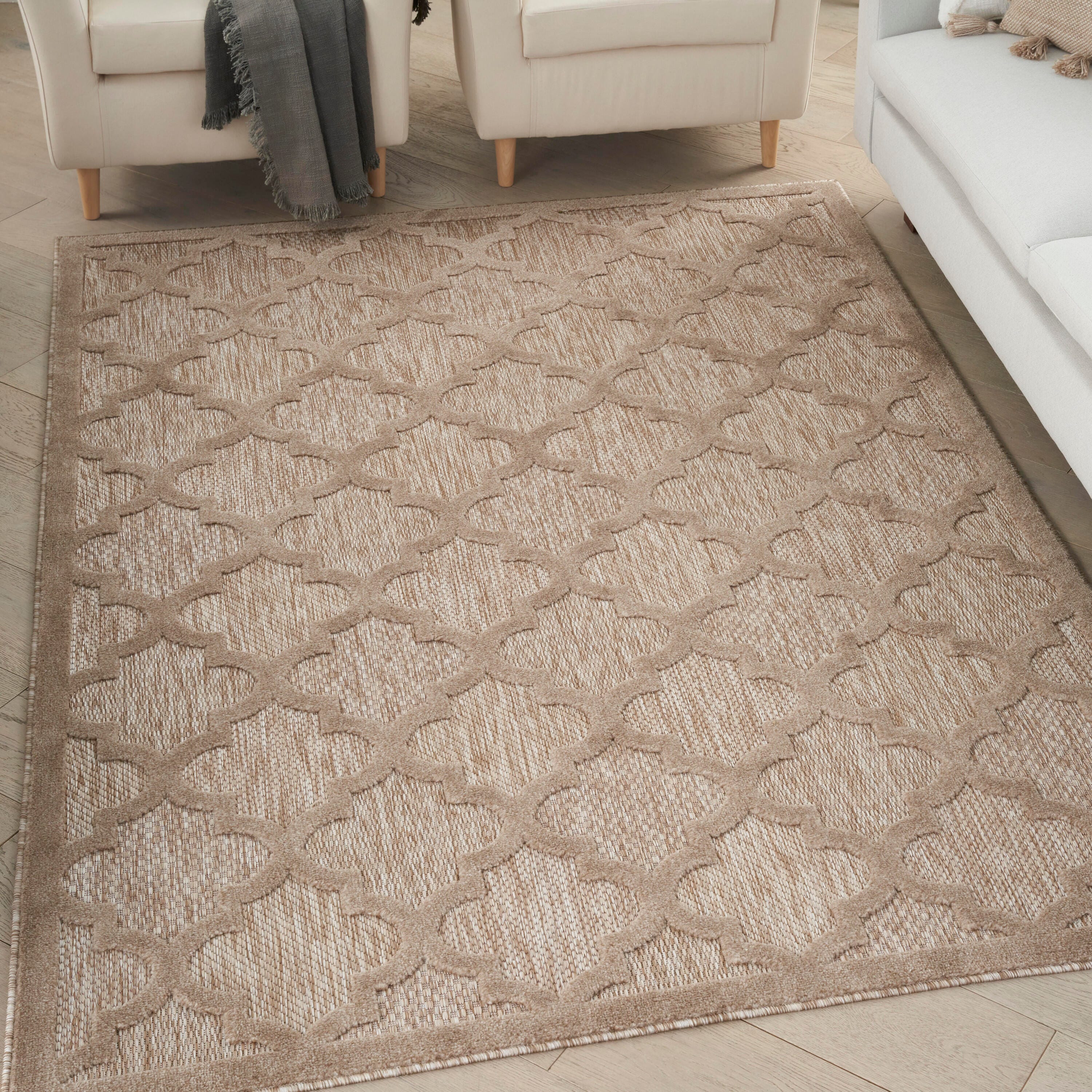 Nourison Home Nourison Easy Care 6' x 9' Natural Beige Modern Indoor/Outdoor Rug, Natural Beige, rollover