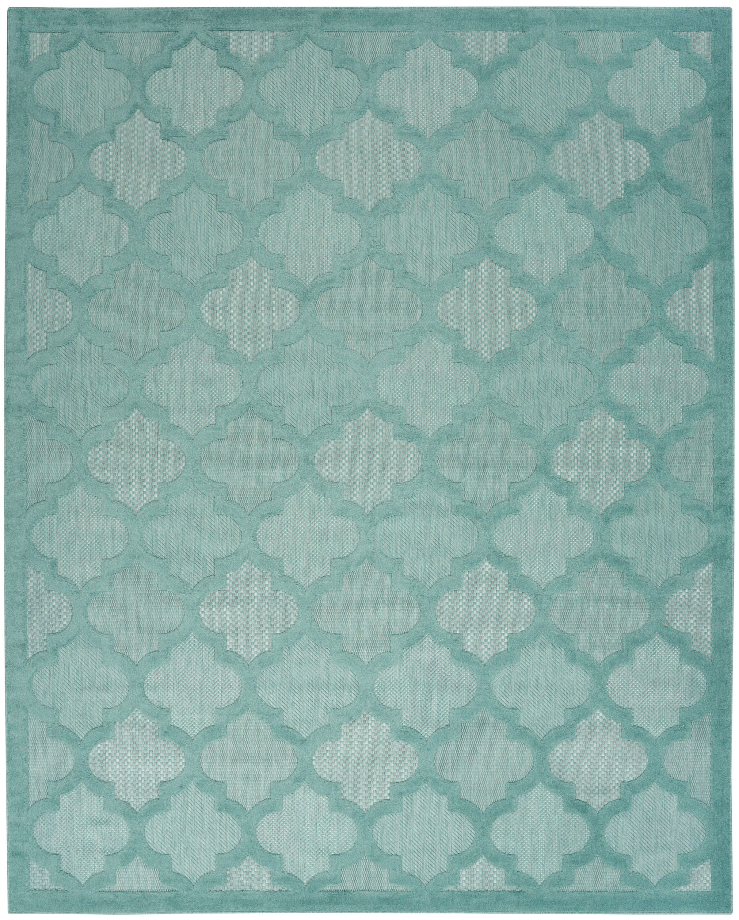 Nourison Home Nourison Easy Care 7' x 10' Aqua/Teal Modern Indoor/Outdoor Rug, Aqua/Teal, large