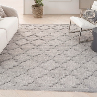 Nourison Home Nourison Easy Care 7' x 10' Silver Grey Modern Indoor/Outdoor Rug, Silver Gray, rollover
