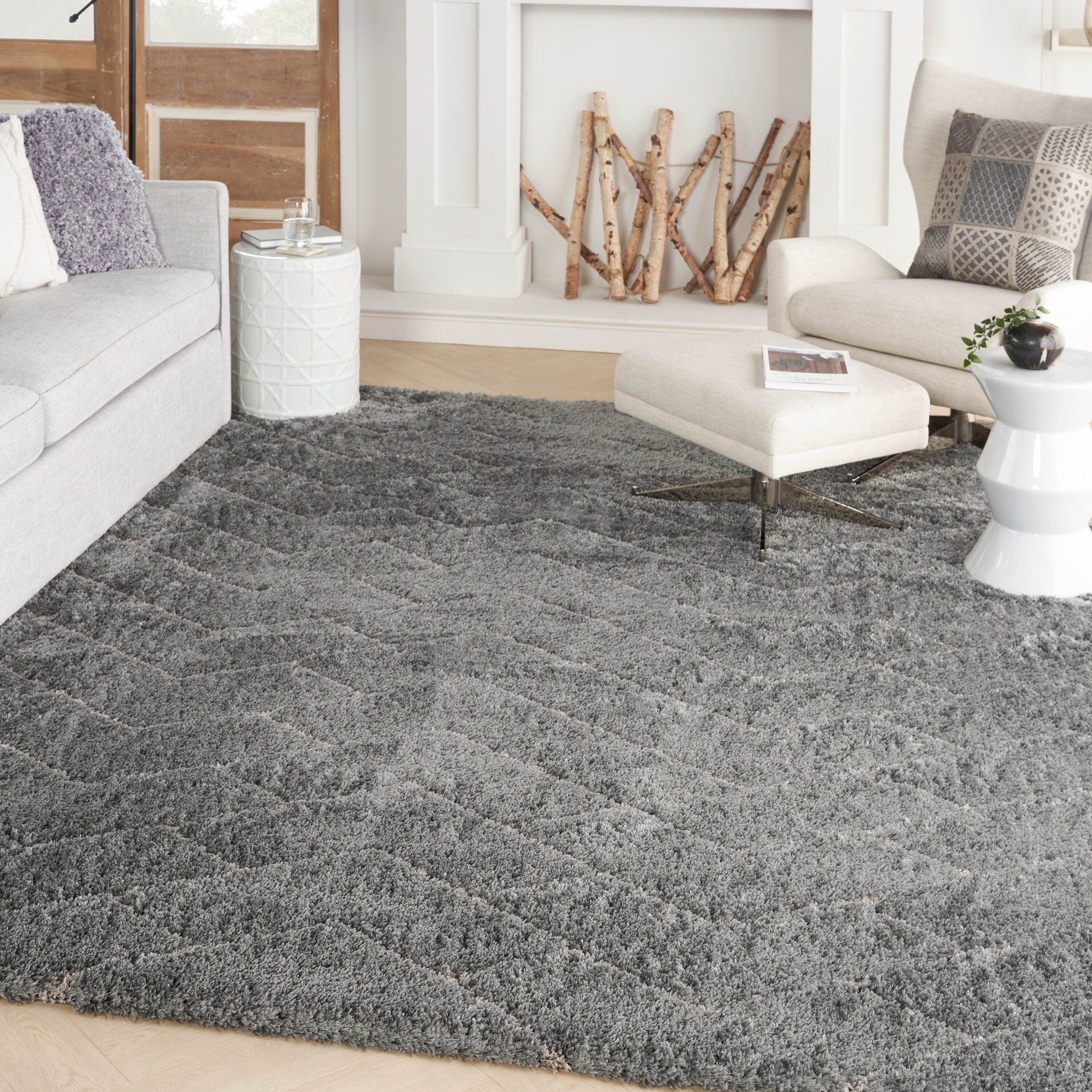 Nourison Nourison Dreamy Shag 7'10" x 9'10" Grey Shag Indoor Rug, Gray, rollover