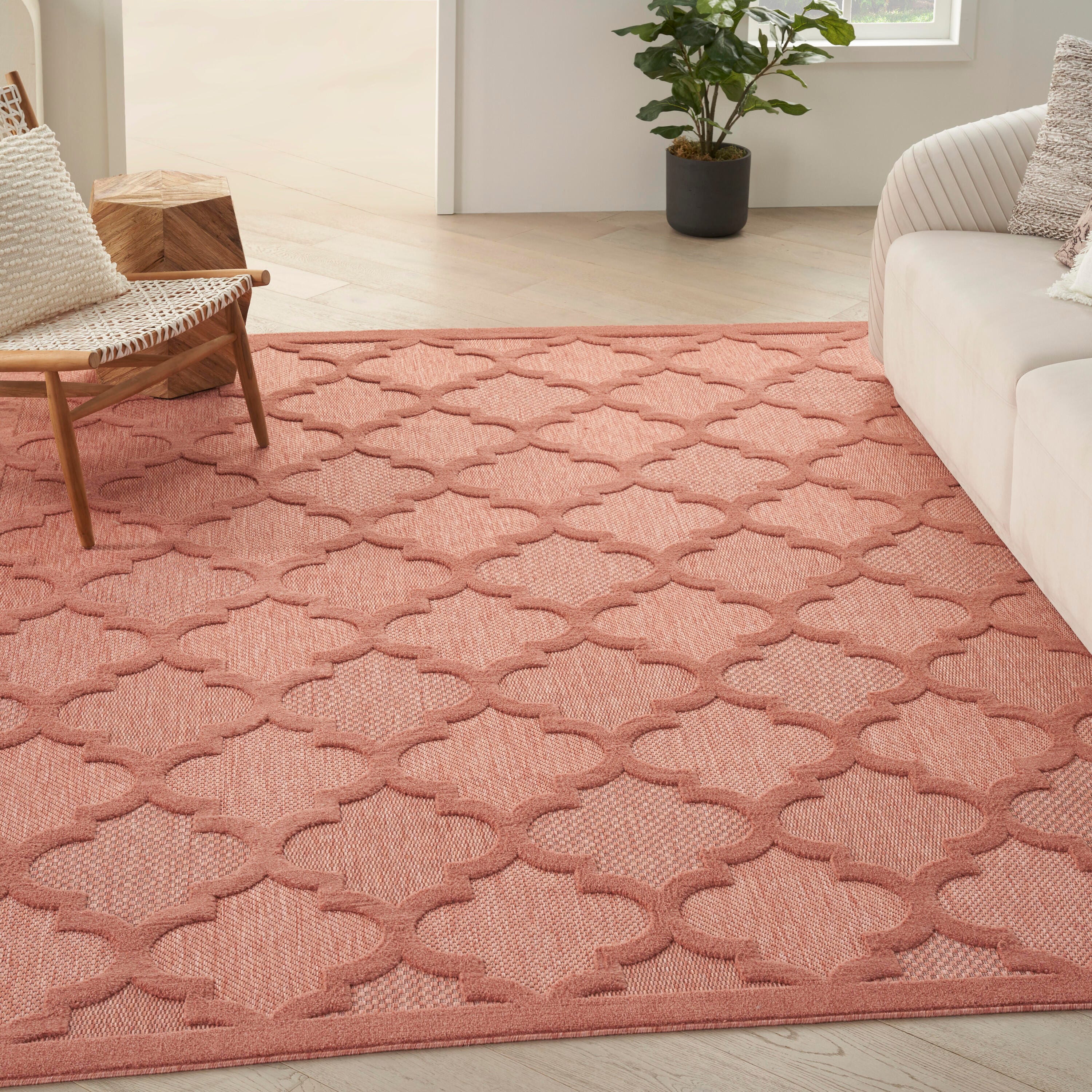 Nourison Home Nourison Easy Care 8' x 10' Coral/Orange Modern Indoor/Outdoor Rug, Coral/Orange, rollover