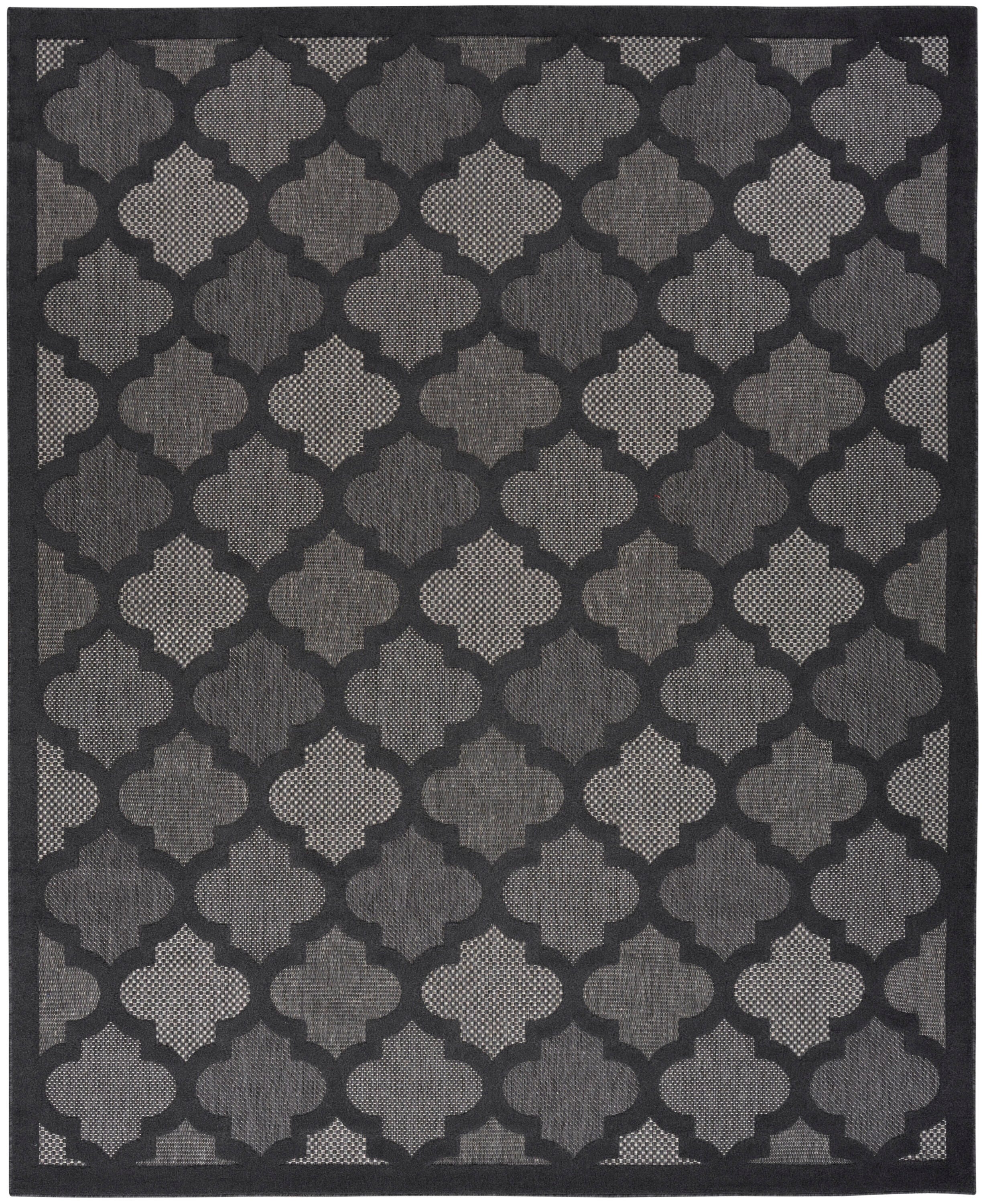 Nourison Home Easy Care 9' x 12' Charcoal/Black Modern Indoor/Outdoor Rug, Charcoal/Black