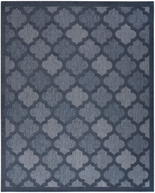 Nourison Home Nourison Easy Care 9' x 12' Navy Blue Modern Indoor/Outdoor Rug, Navy Blue, large