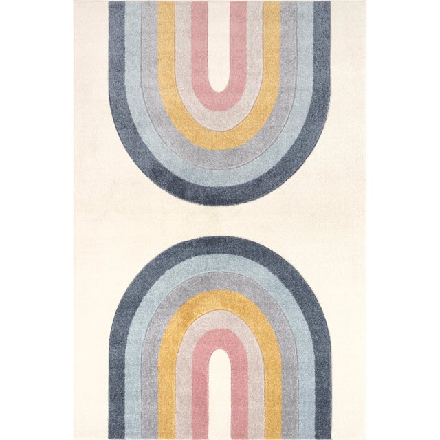 nuLOOM Jerri Double Half Rainbow Kids Area Rug, Beige