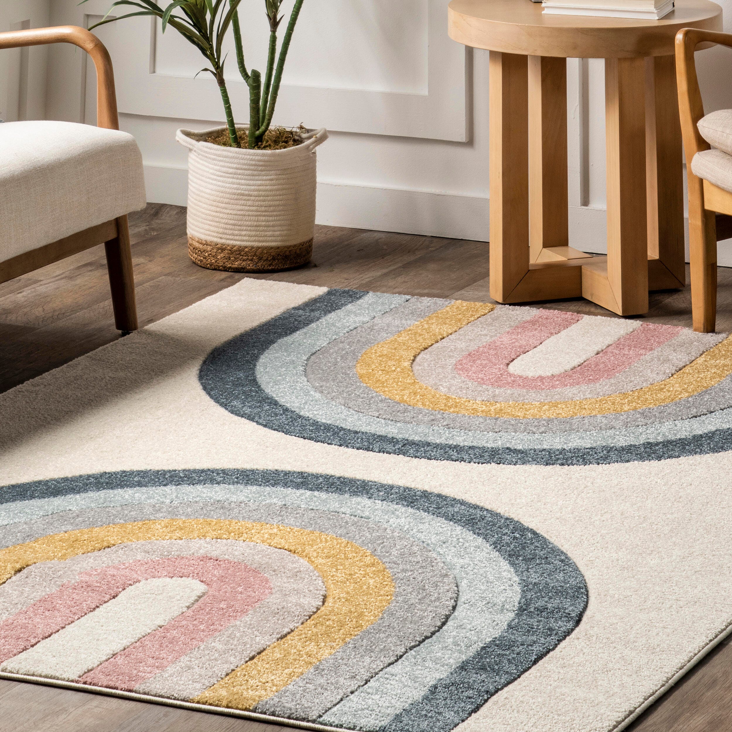 nuLOOM Jerri Double Half Rainbow Kids Area Rug, Beige, large