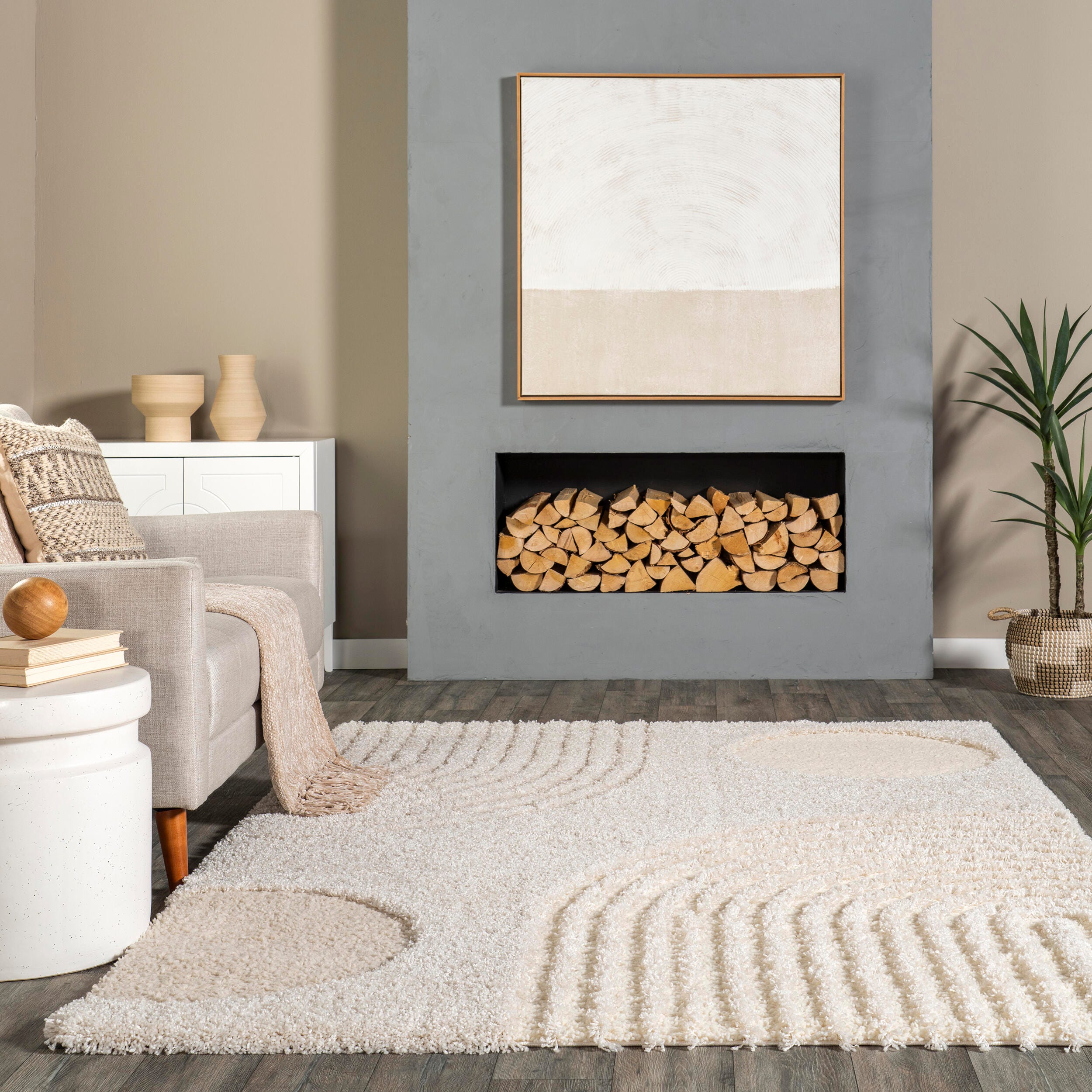 nuLOOM Gloria Abstract Shag Area Rug, Beige, rollover