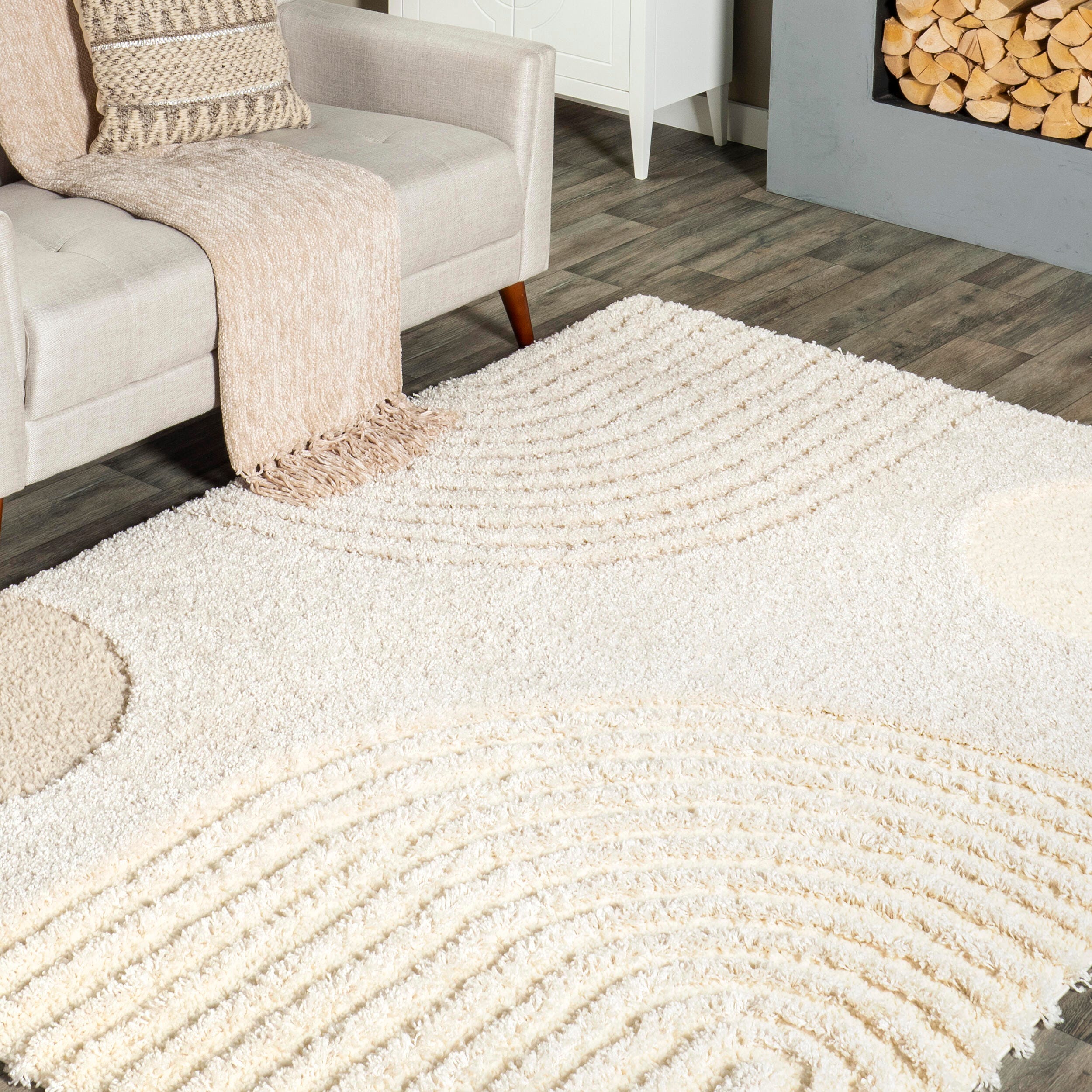 nuLOOM Gloria Abstract Shag Area Rug, Beige, large
