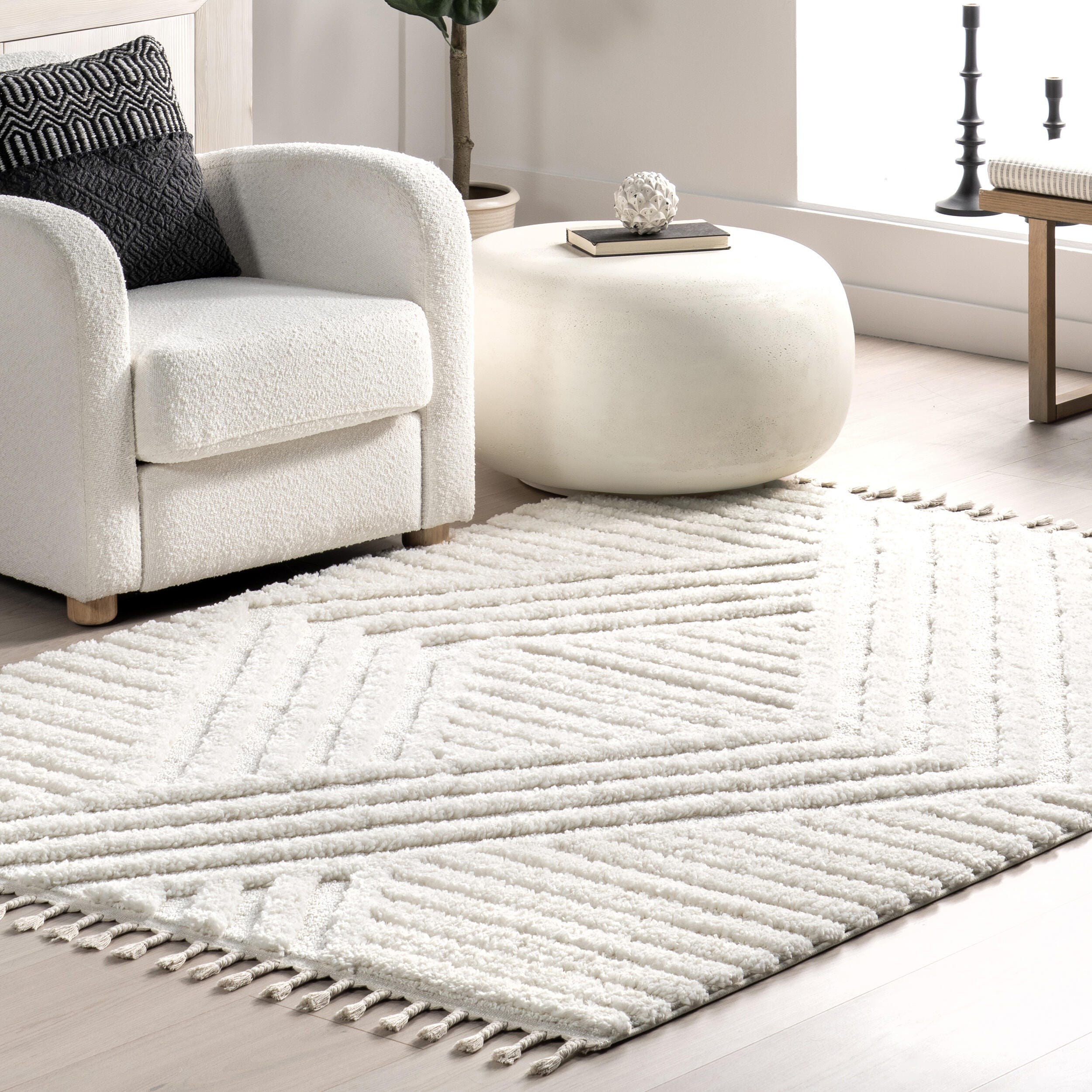nuLOOM Risette 3' x 8' Runner Rug, Ivory, large