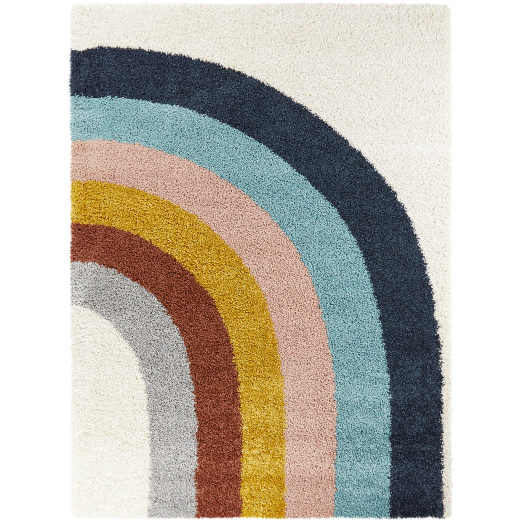Baxton Studio Amelia Kids Modern Rainbow 4' 4" x 6' Runner Rug, Cream, large