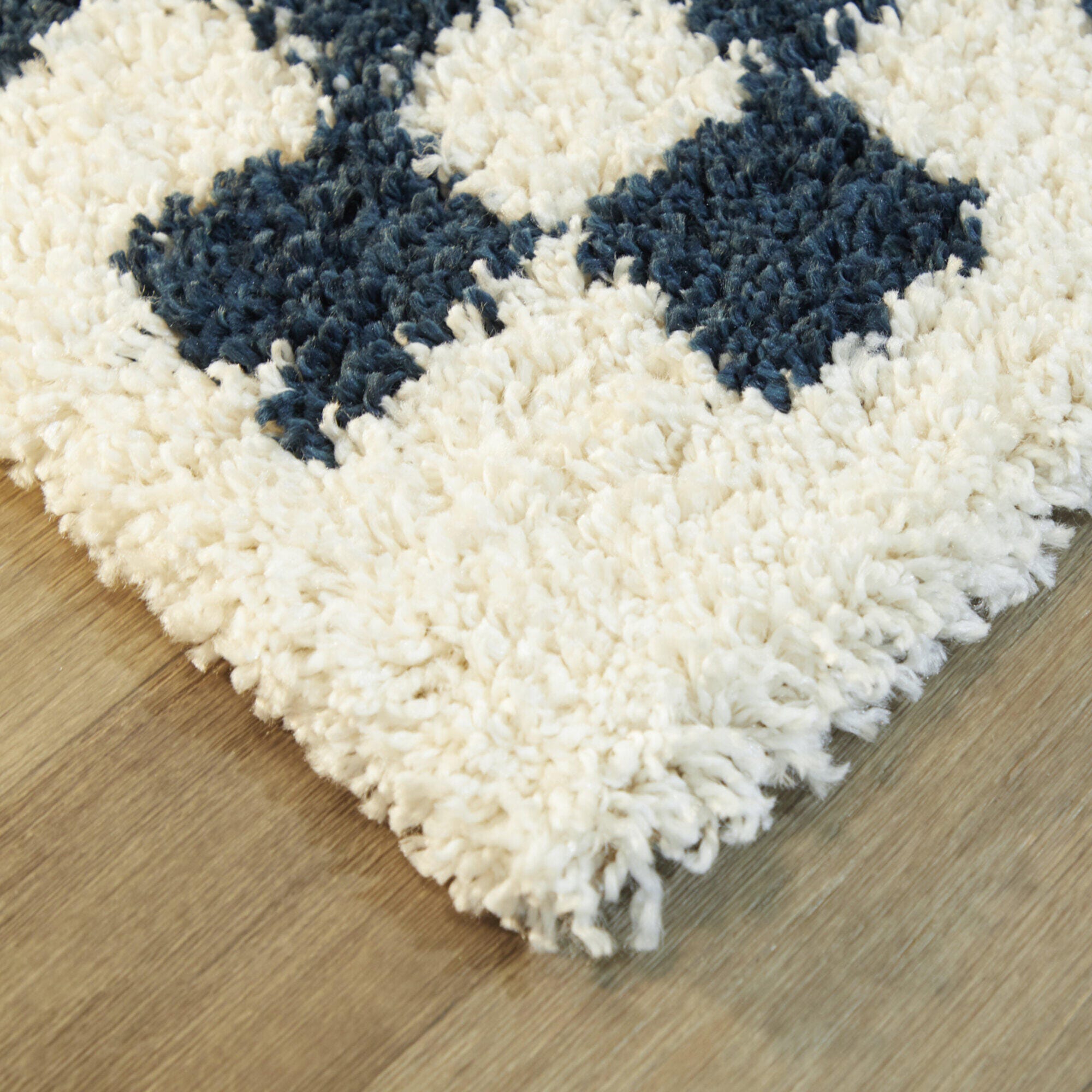 Balta Covey Checkered Shag 5' 3" x 7' Area Rug, Navy, large