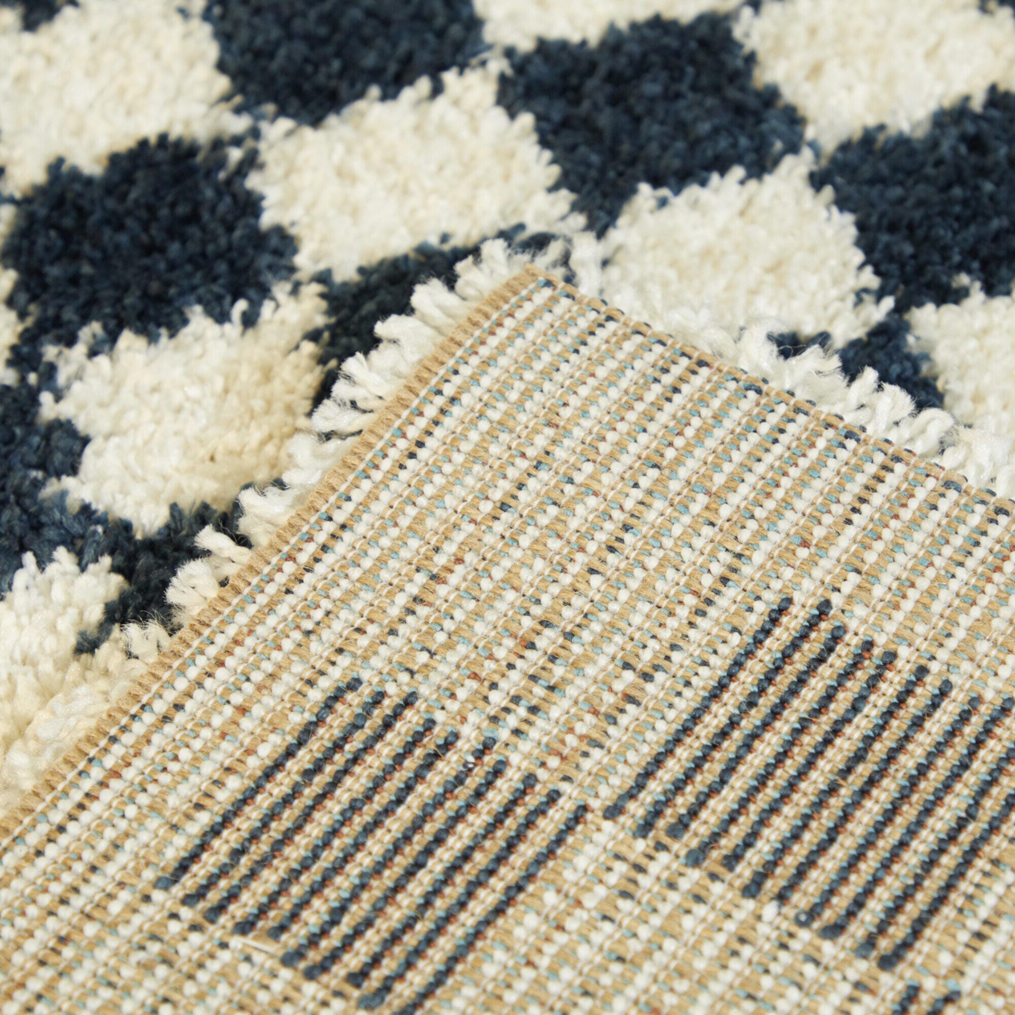 Balta Covey Checkered Shag 5' 3" x 7' Area Rug, Navy, large