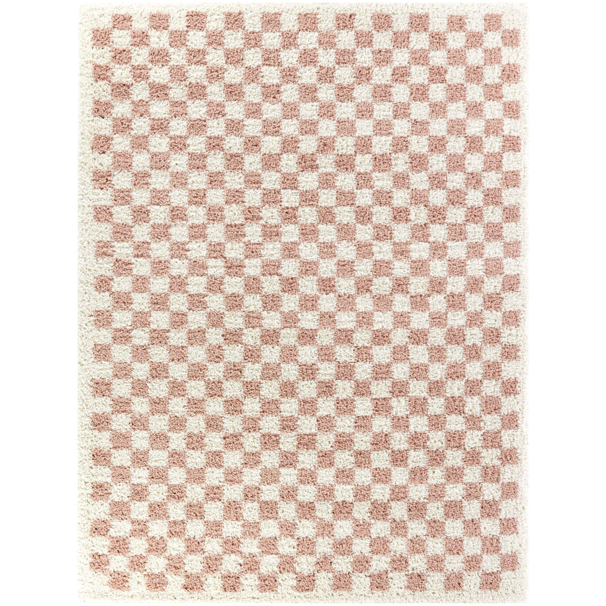 Balta Covey Checkered Shag 5' 3" x 7' Area Rug, Pink, large