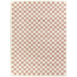 Balta Covey Checkered Shag 5' 3" x 7' Area Rug, Pink, large