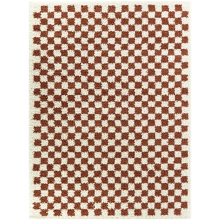 Balta Covey Checkered Shag 7' 10" x 10' Area Rug, Burnt Orange, large