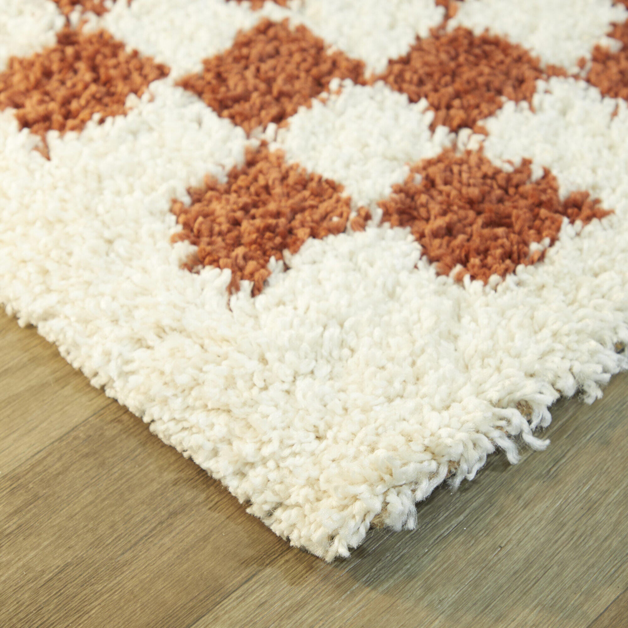 Balta Covey Checkered Shag 7' 10" x 10' Area Rug, Burnt Orange, large