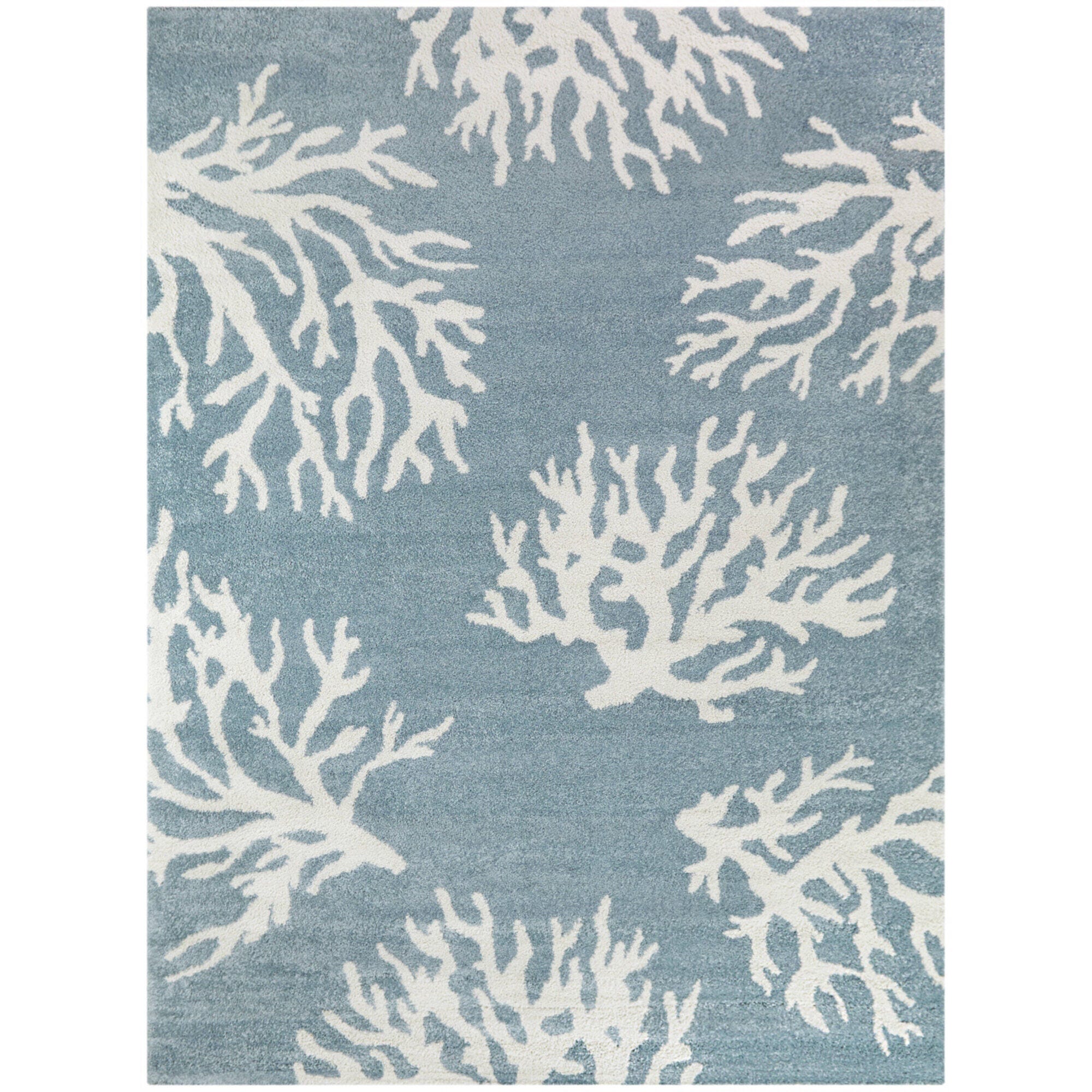 Balta Caistor Coastal Coral Print 7' 10" x 10' Area Rug, Light Blue, large