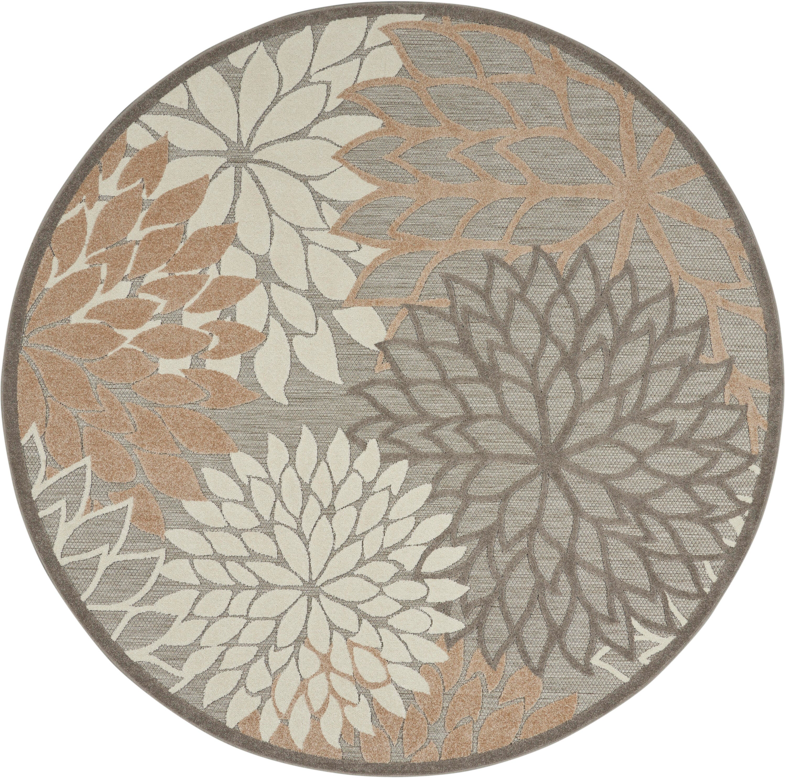 Nourison Home Aloha 10' x Round Natural Indoor/Outdoor Tropical Rug, Natural, large