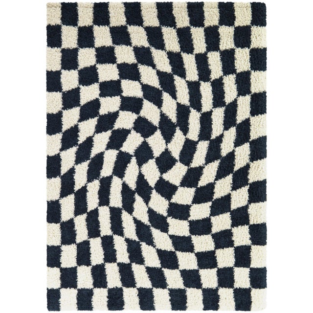 Balta Luther Modern Checkered Shag 5' 3" x 7' Area Rug, Blue