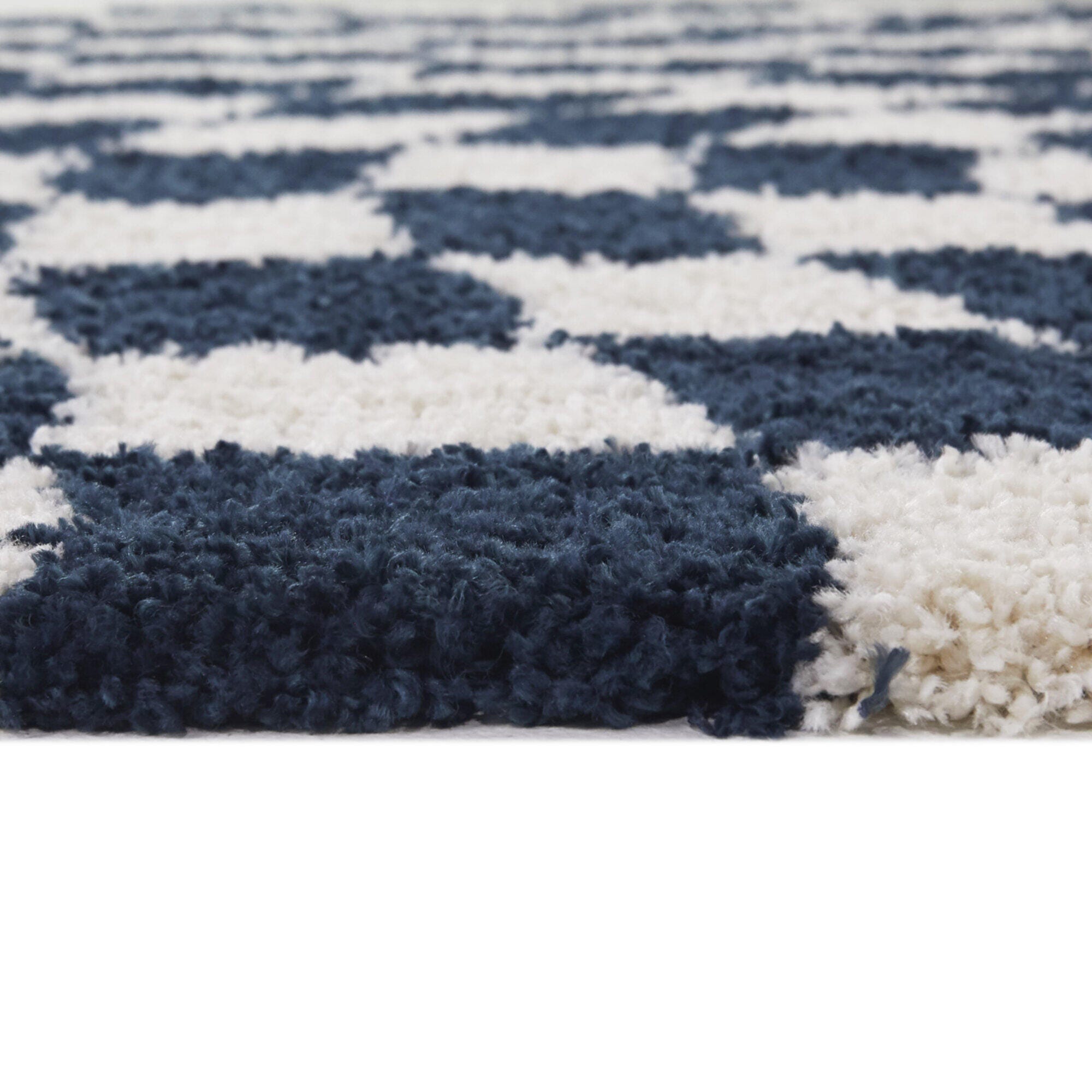 Balta Luther Modern Checkered Shag 5' 3" x 7' Area Rug, Blue, large