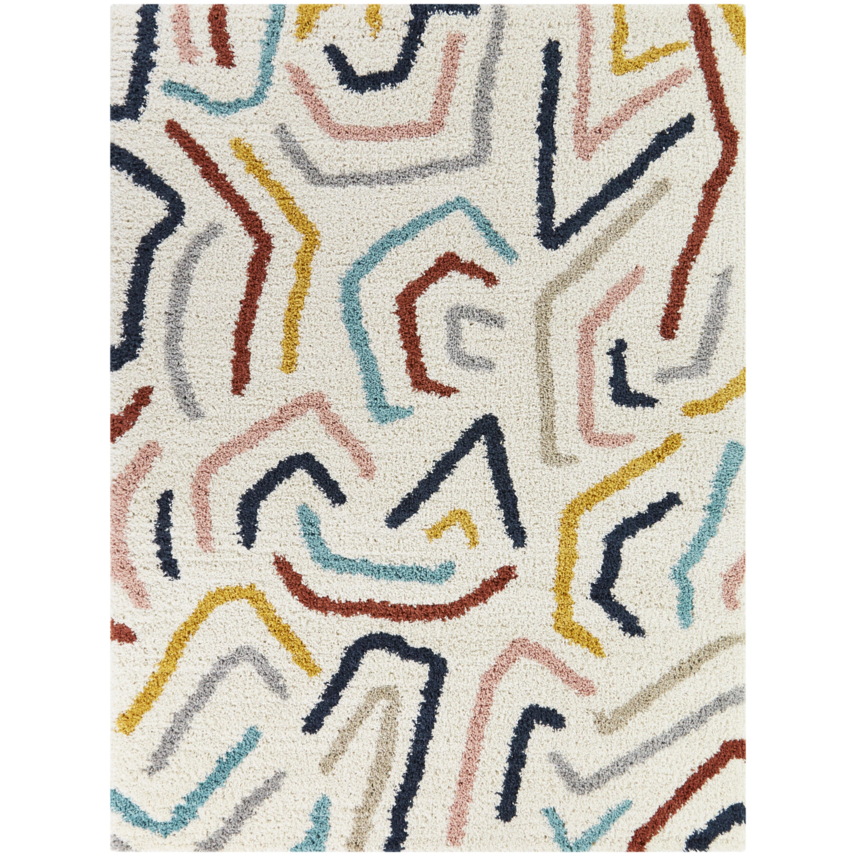 Balta Seymour Modern Shag 3' 11" x 5' 7" Area Rug, Cream, large
