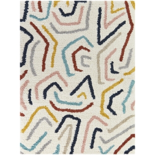 Balta Seymour Modern Shag 5' 3" x 7' Area Rug, Cream, large